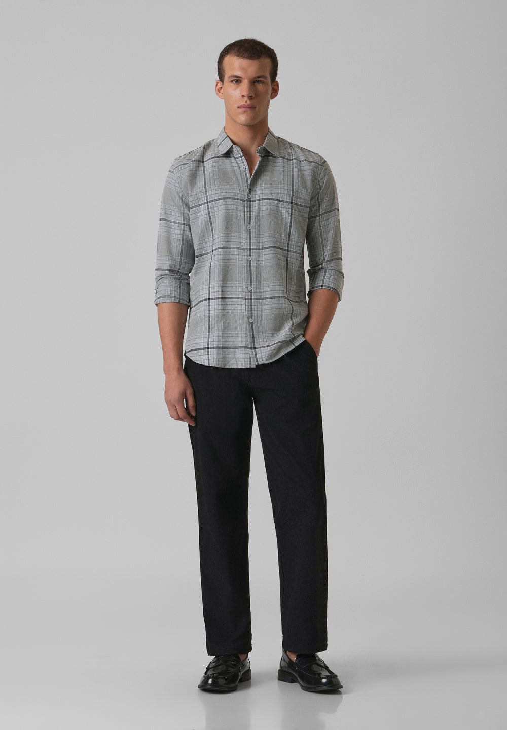 Melange Glacier Grey Check Shirt