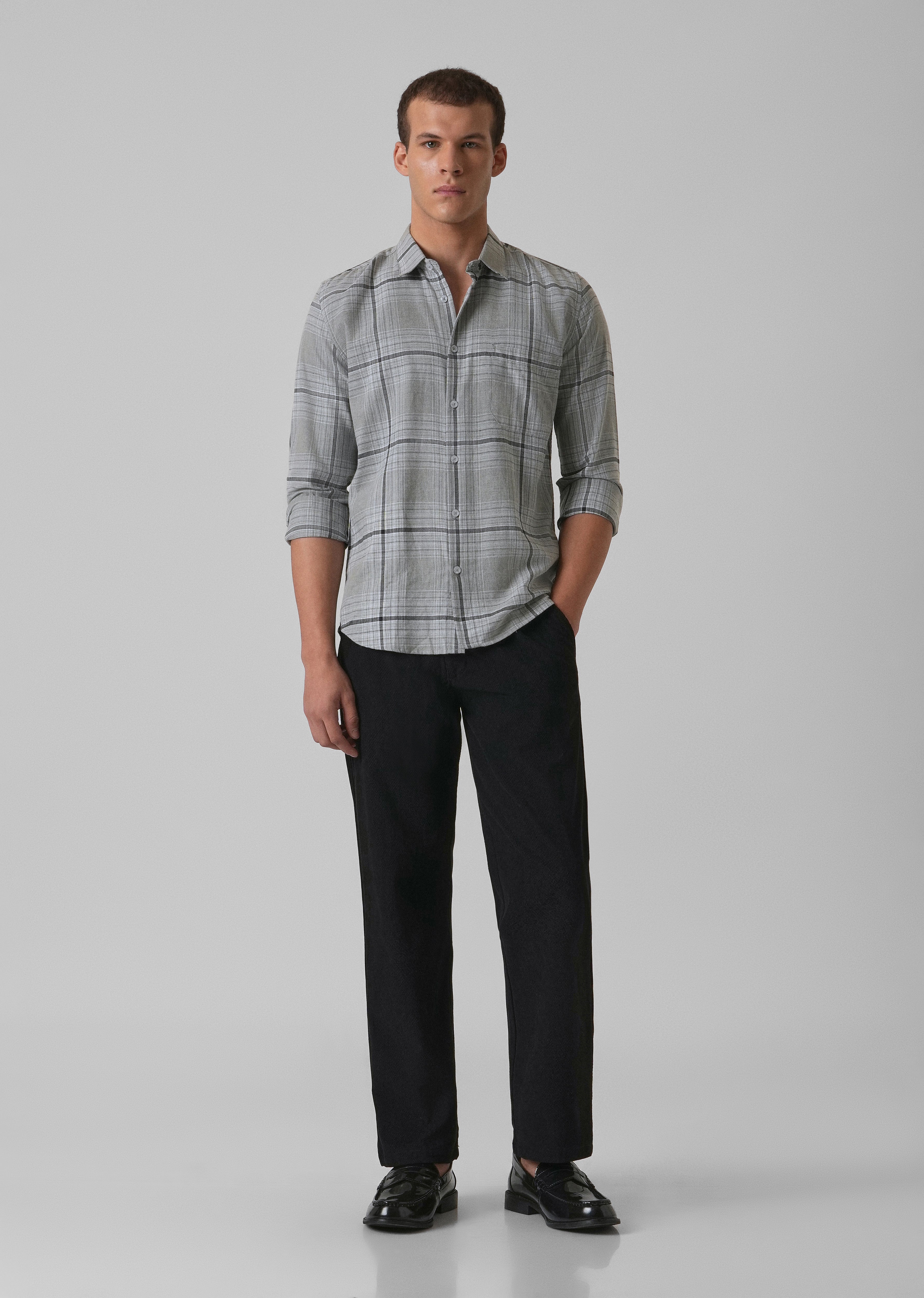 Melange Glacier Grey Check Shirt