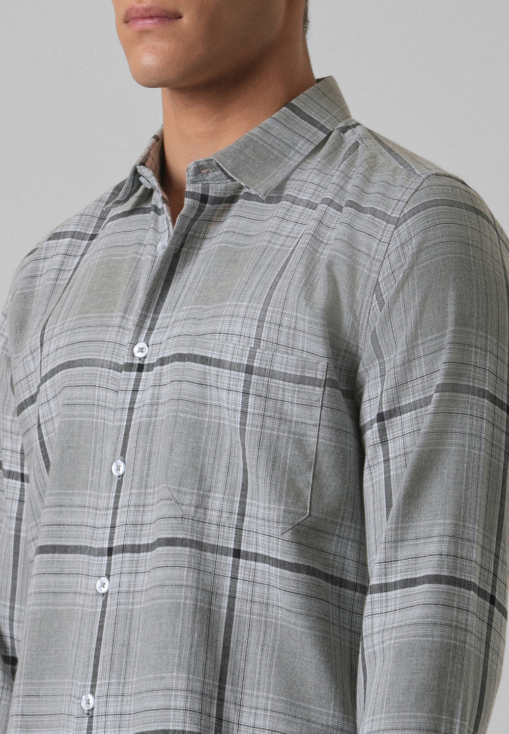 Melange Glacier Grey Check Shirt