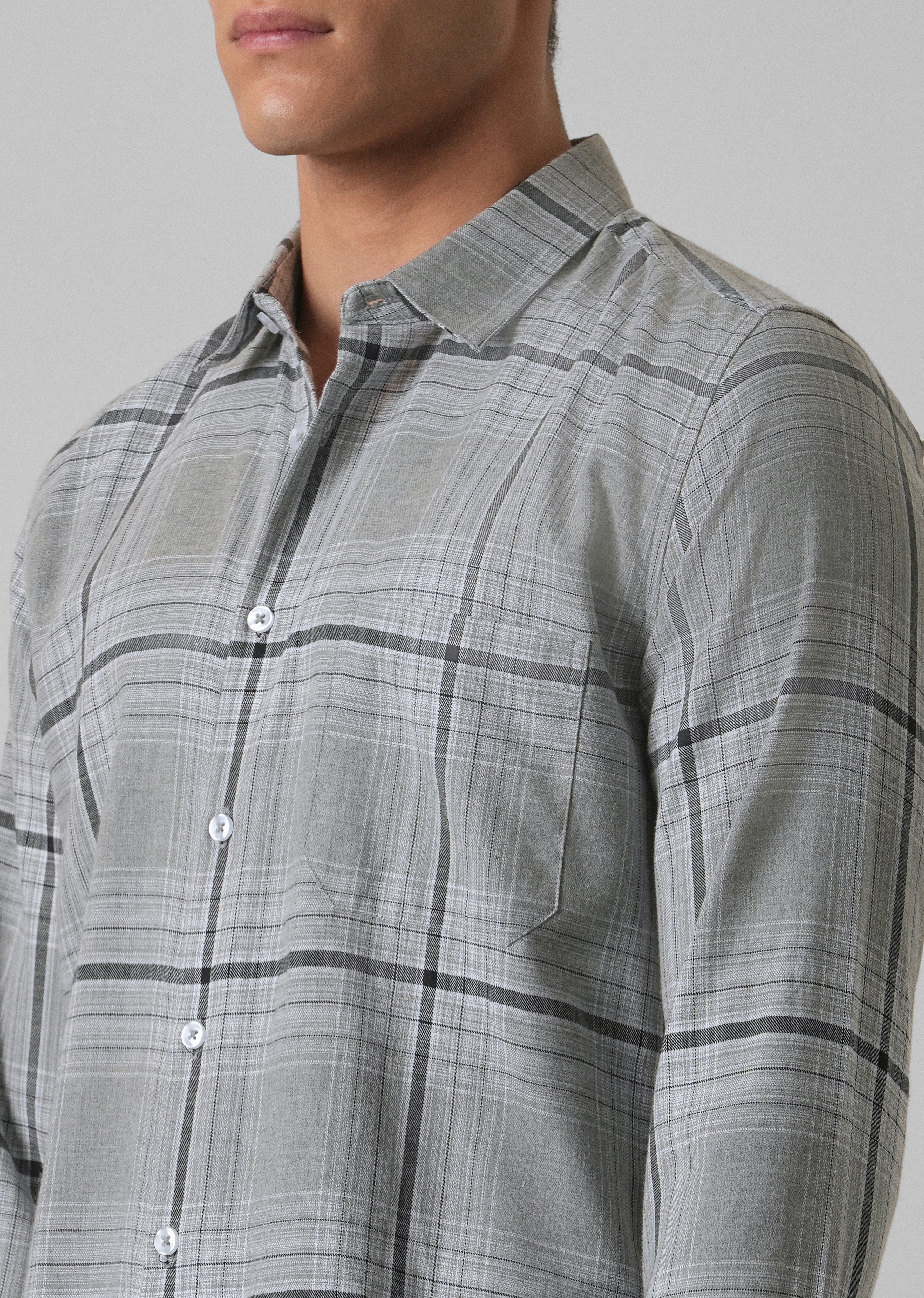 Melange Glacier Grey Check Shirt