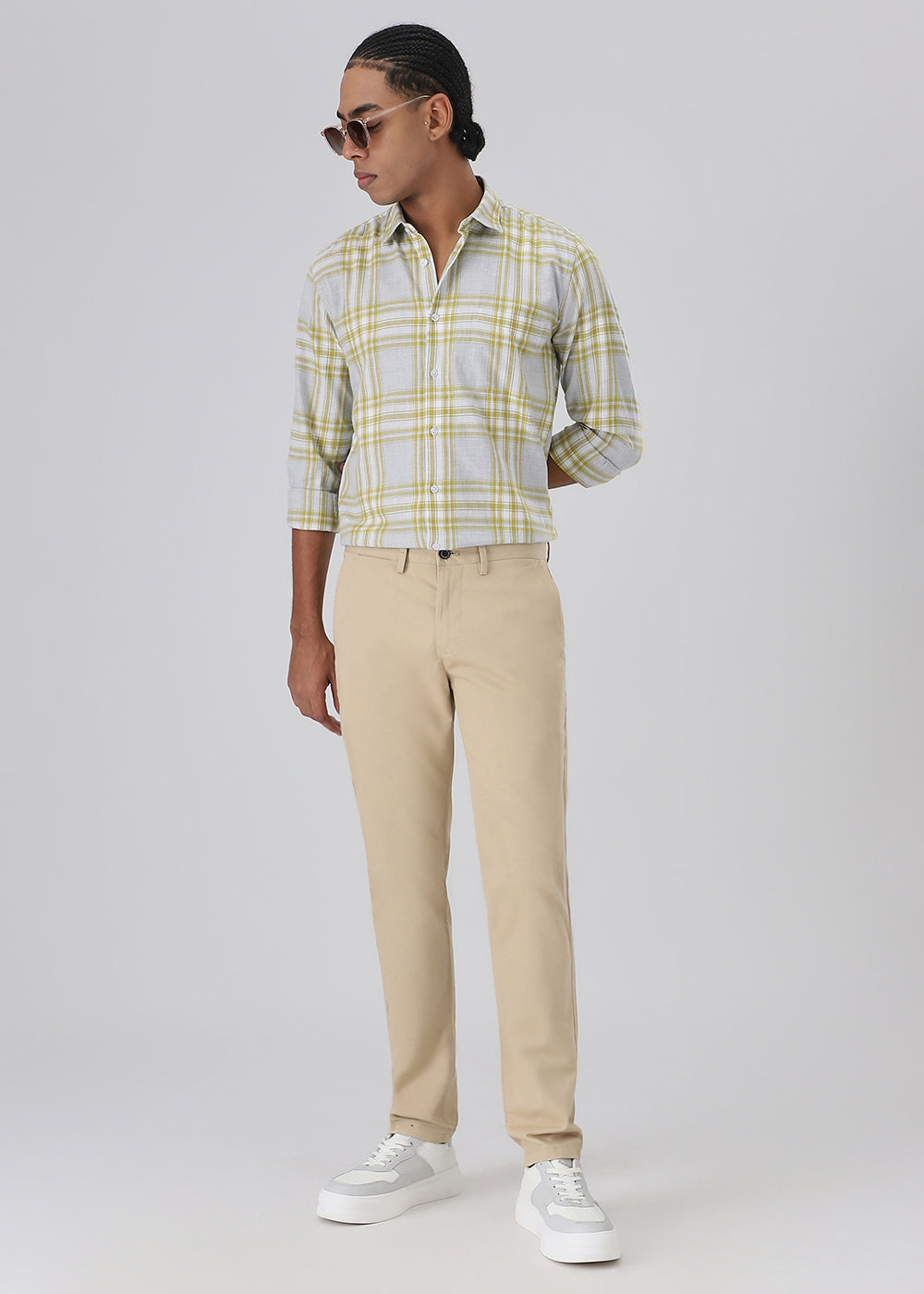 Melange Lime Green Check Shirt