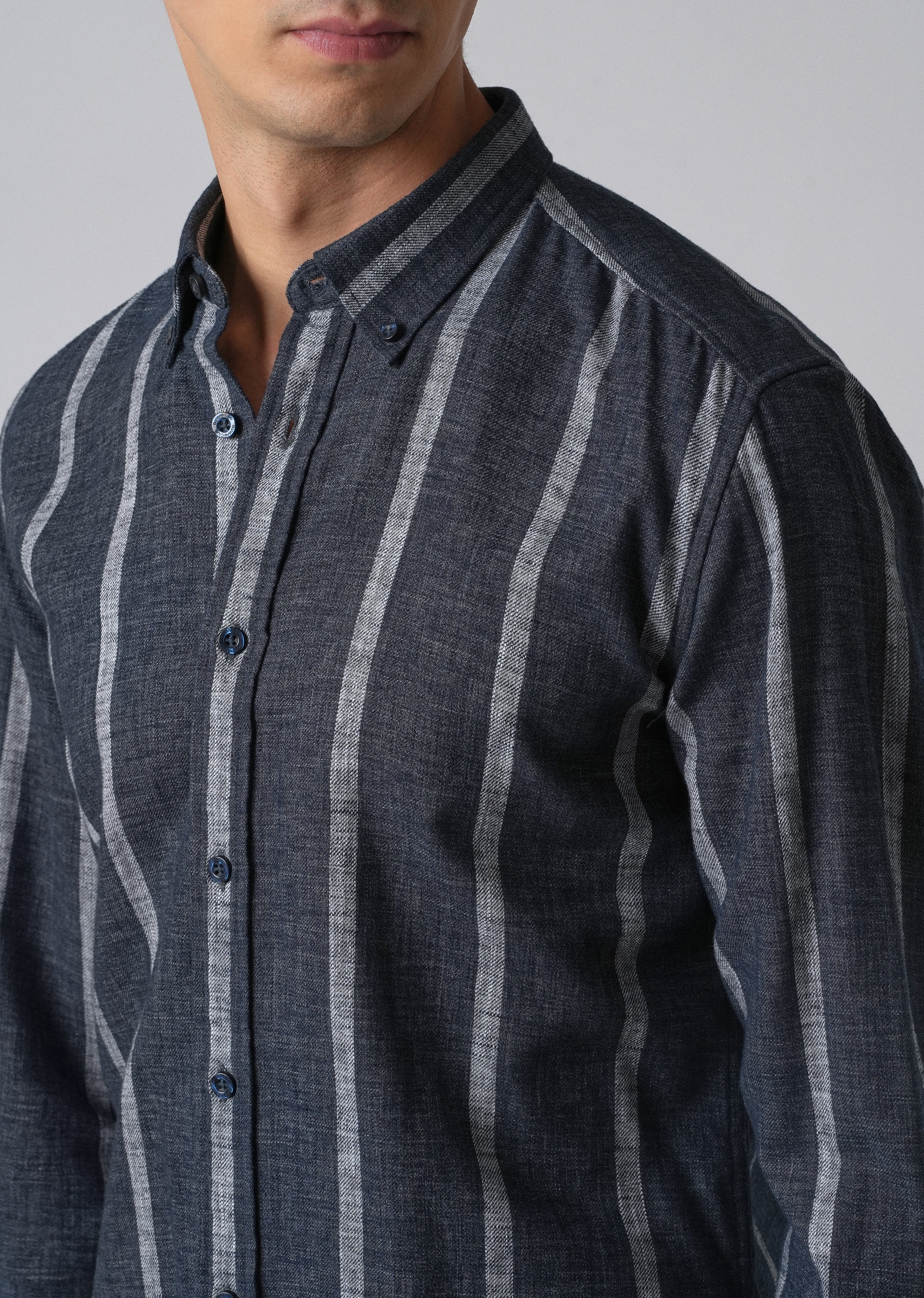Melange Parallel Blue Stripe Shirt