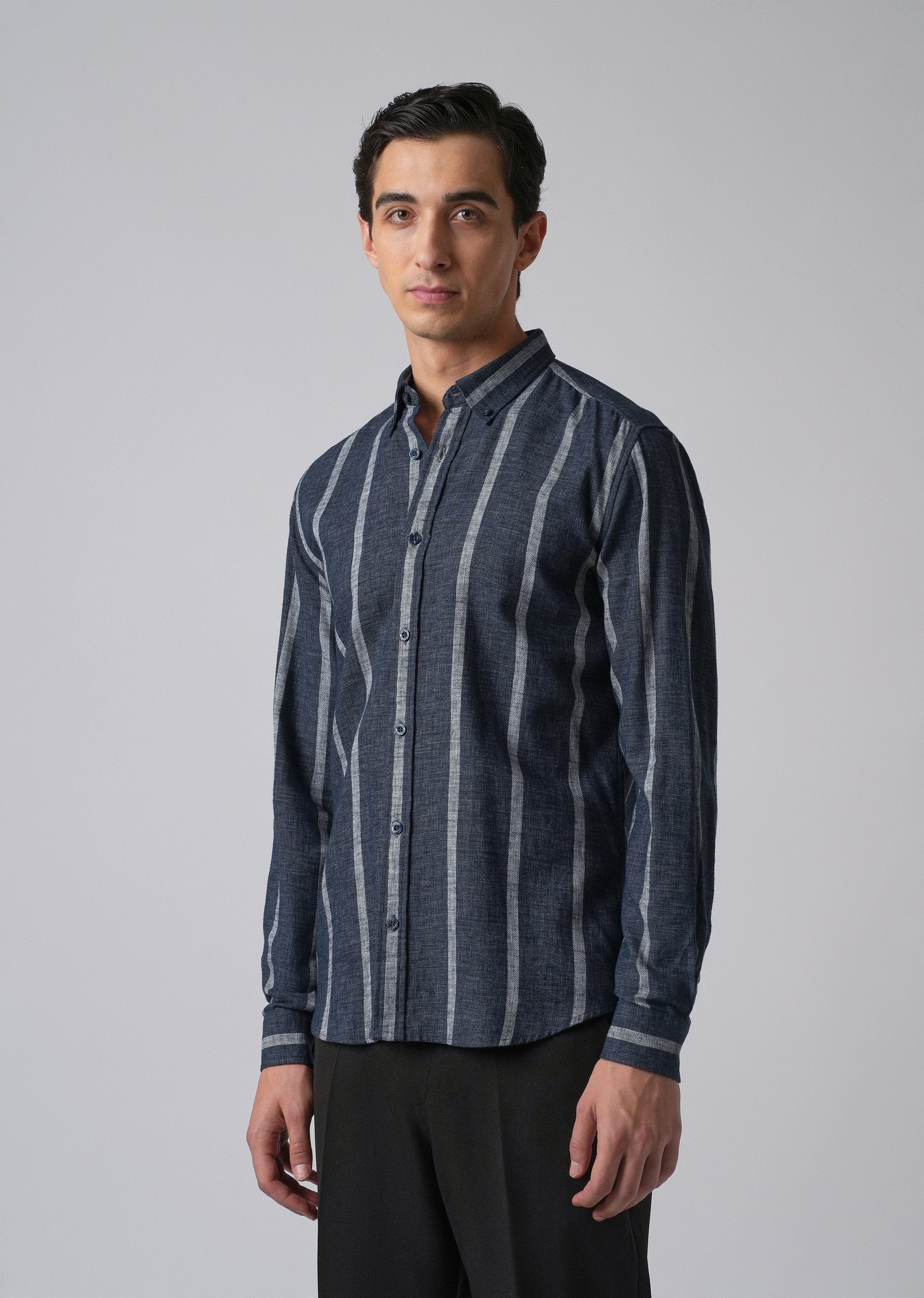 Melange Parallel Blue Stripe Shirt