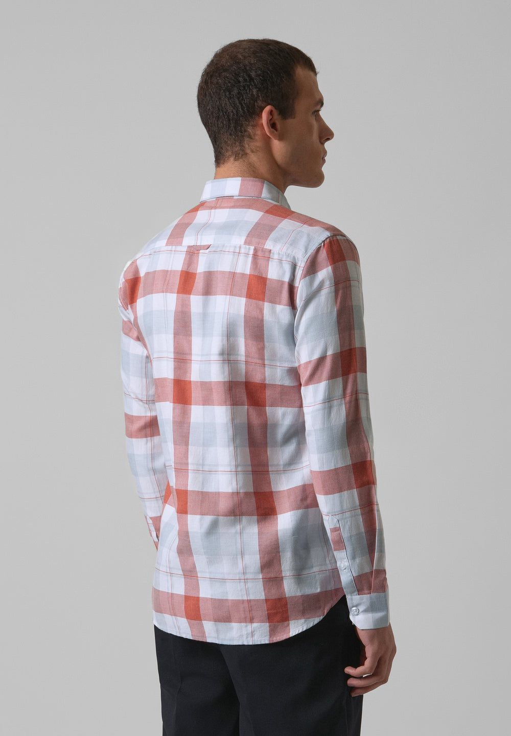 Melange Salmon Red Check Shirt