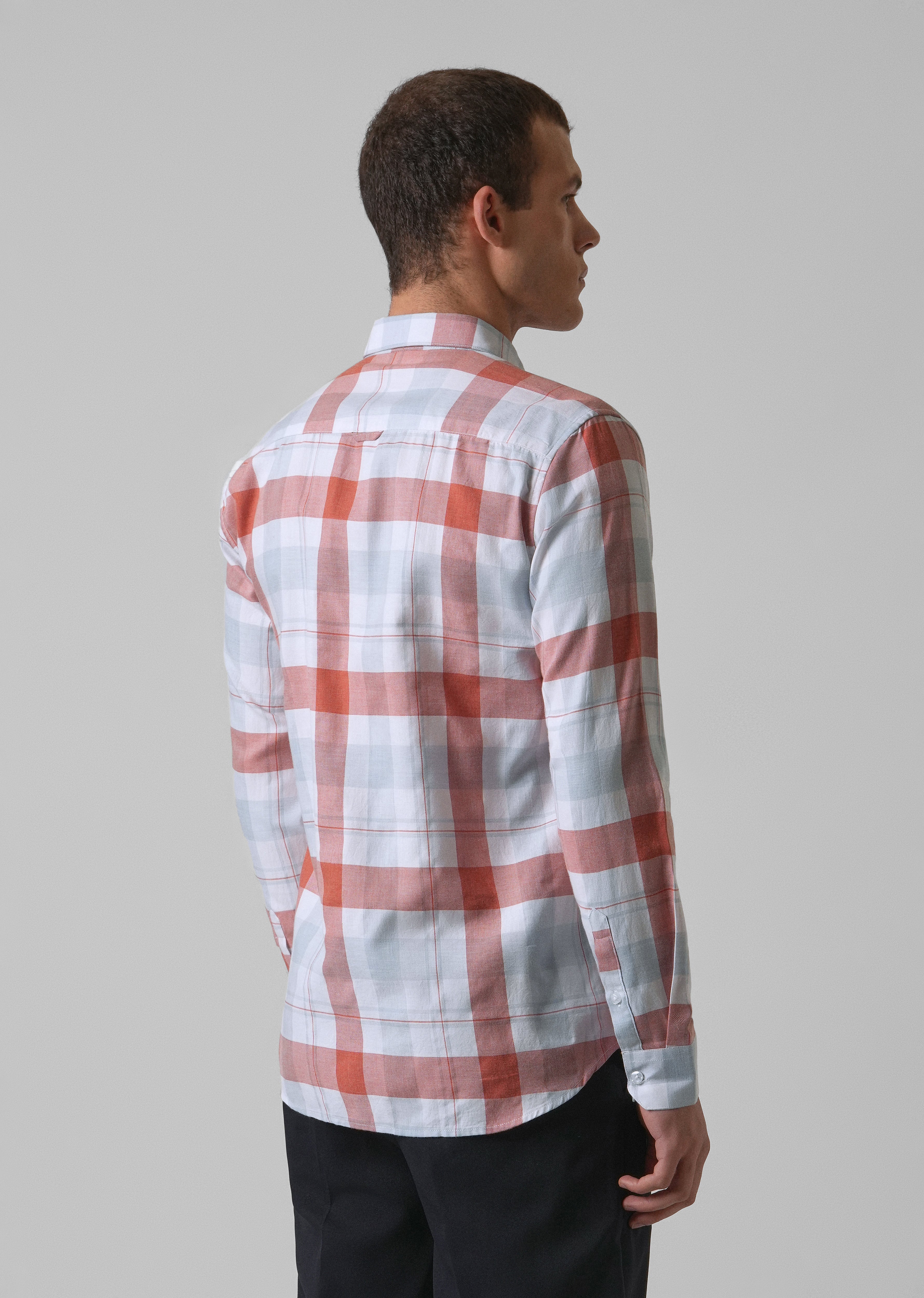 Melange Salmon Red Check Shirt