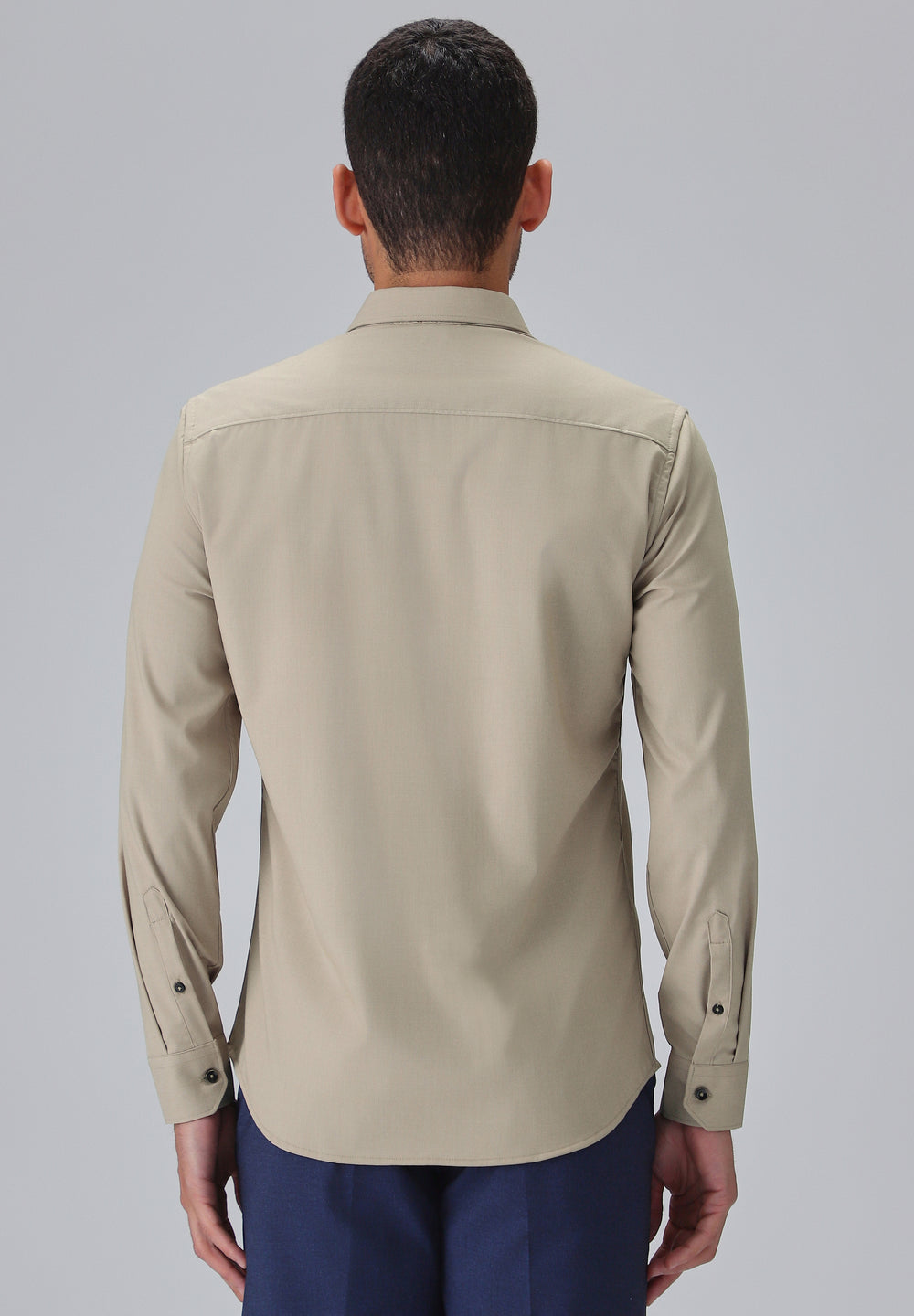 Melange Tan Plain Wrinkle Free Shirt