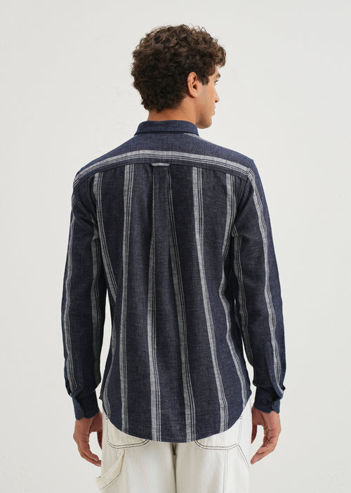 Melange Triadic Blue Stripe Shirt