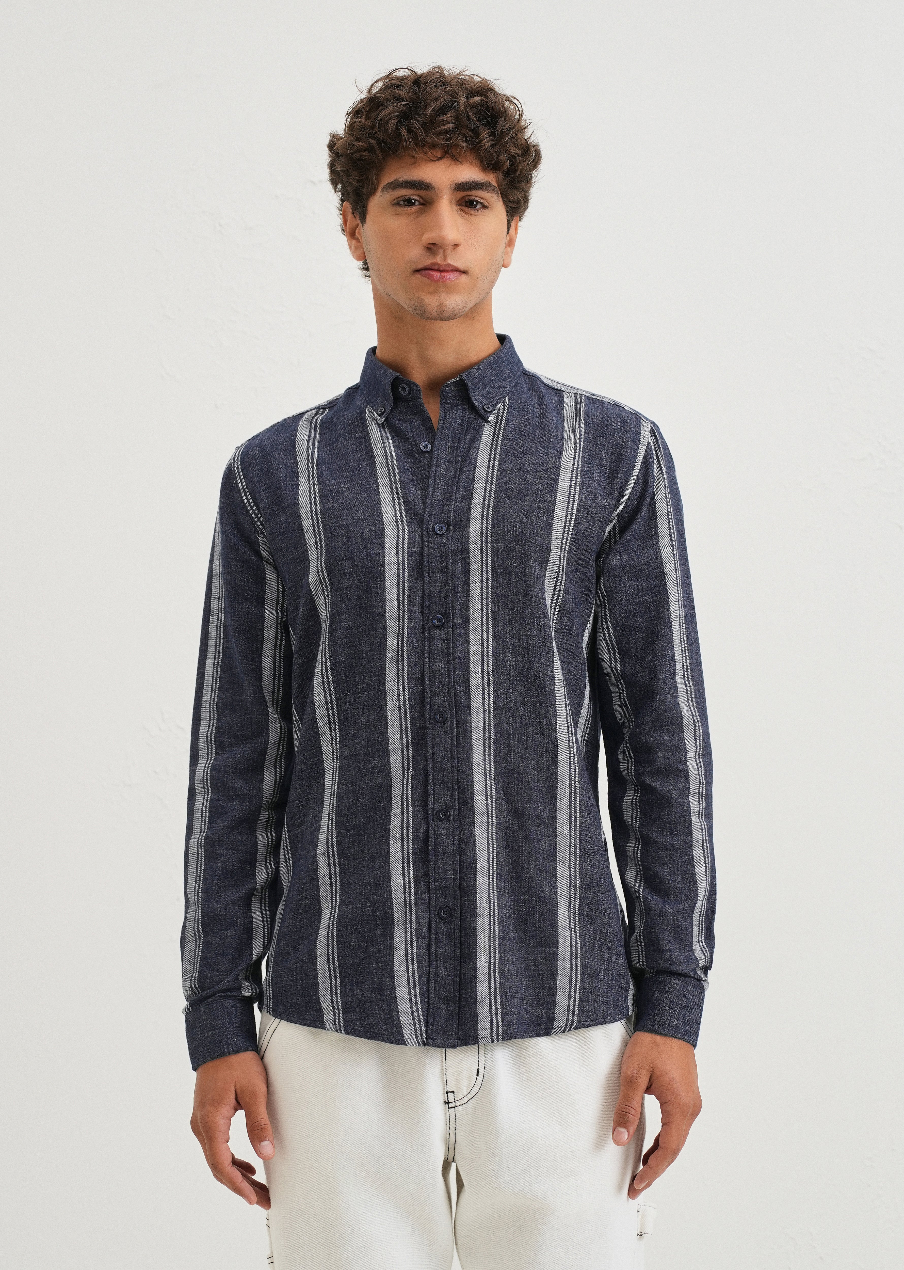 Melange Triadic Blue Stripe Shirt