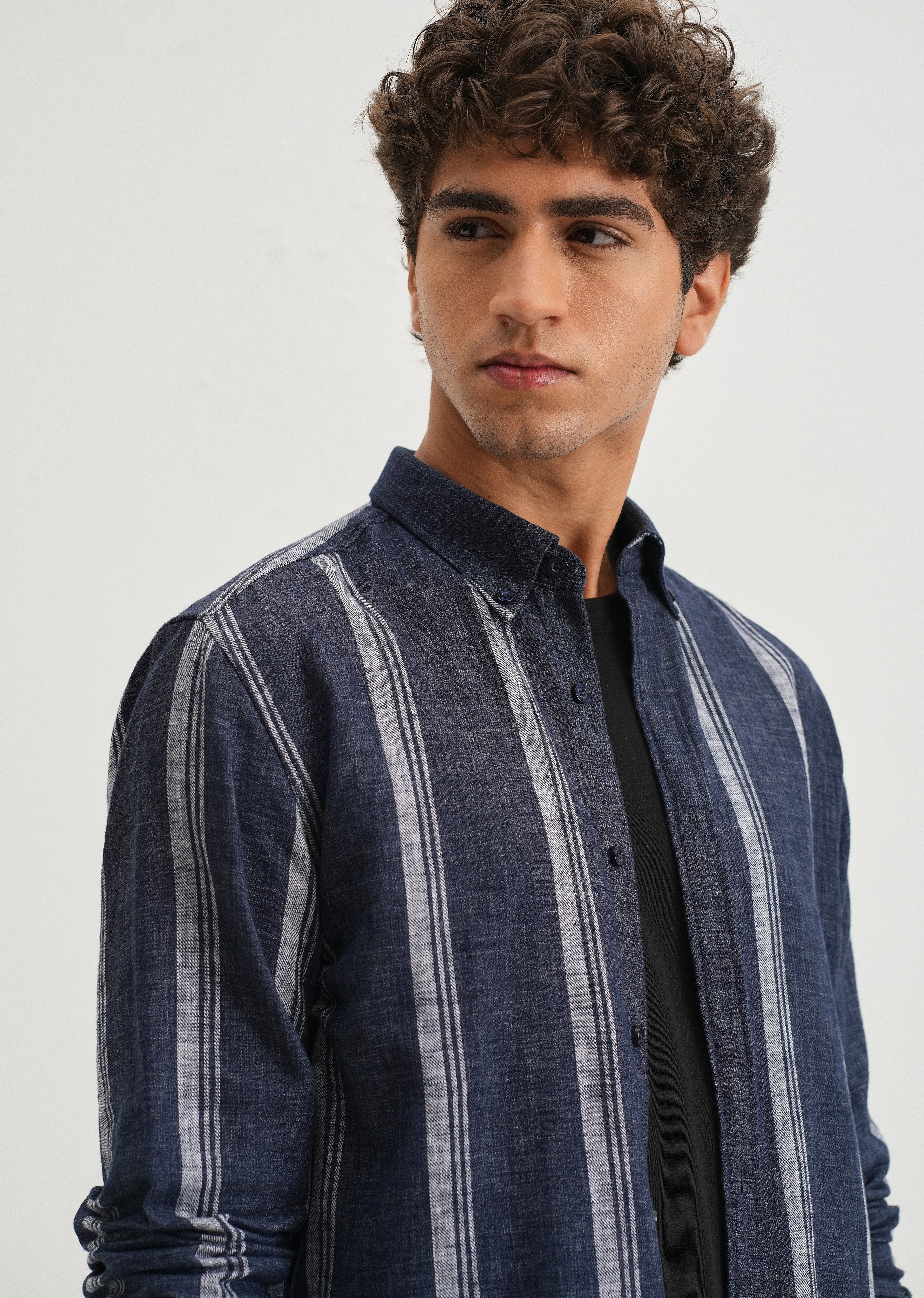 Melange Triadic Blue Stripe Shirt