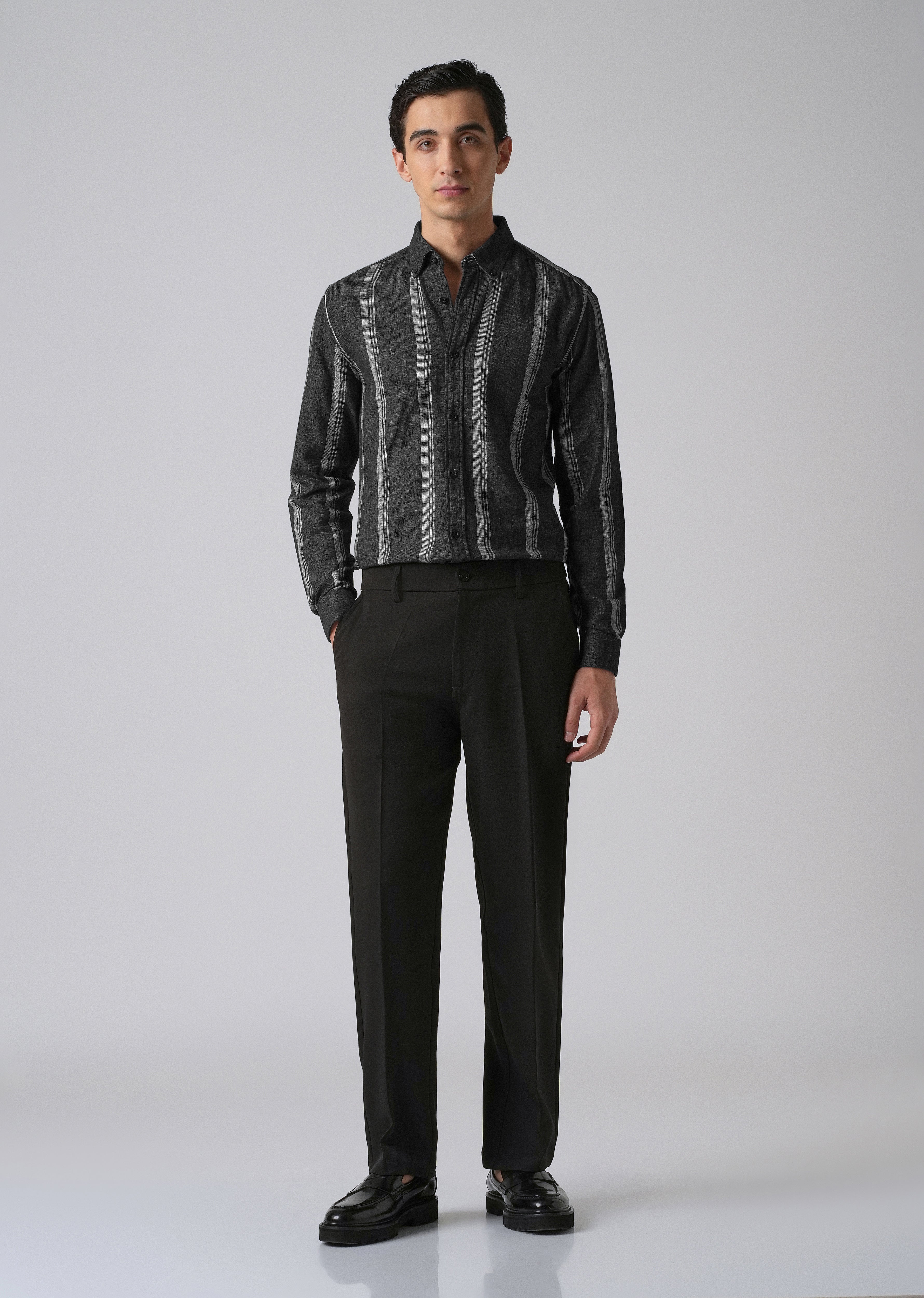 Melange Triadic Gray Stripe Shirt