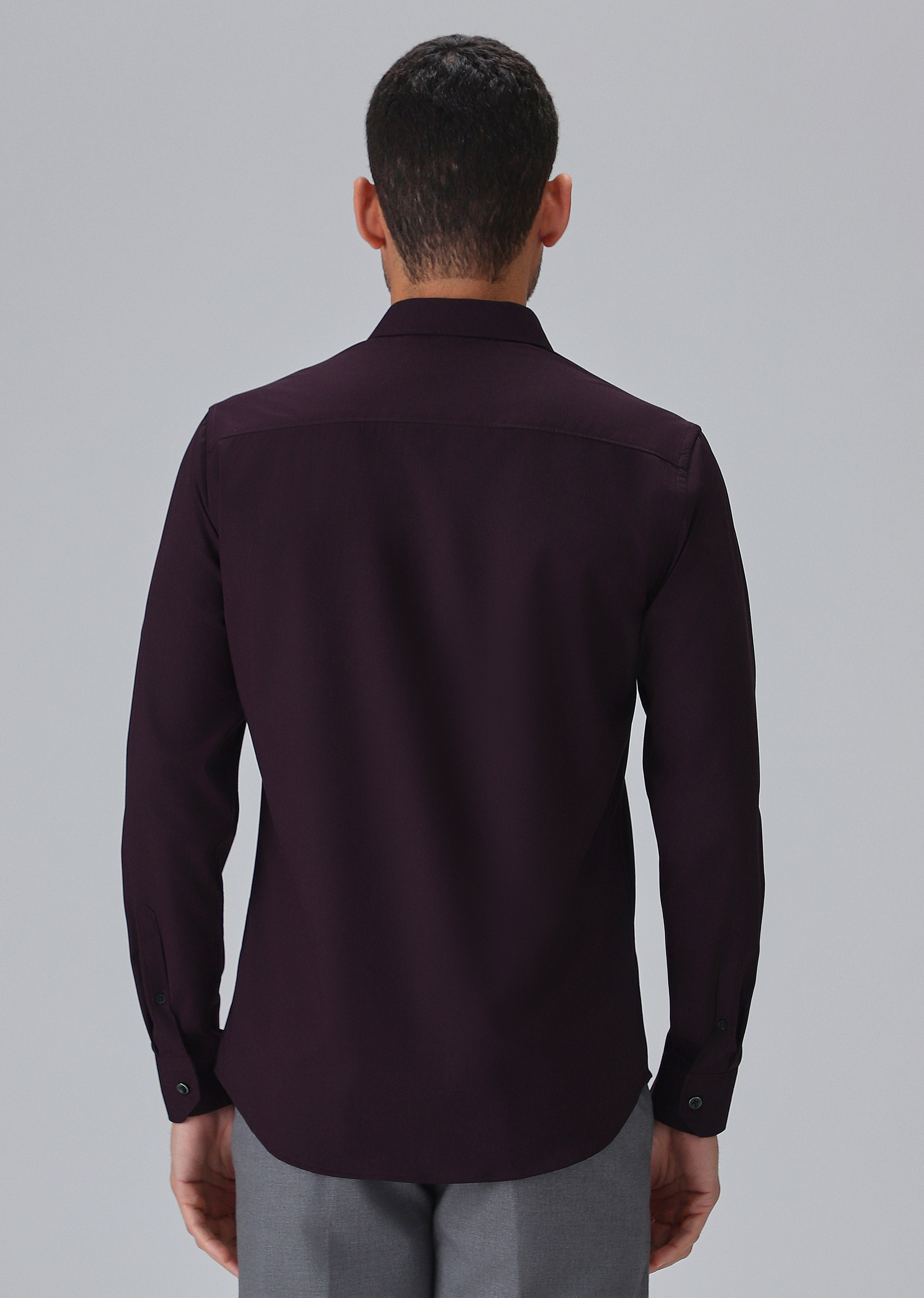 Melange Wine Plain Wrinkle Free Shirt