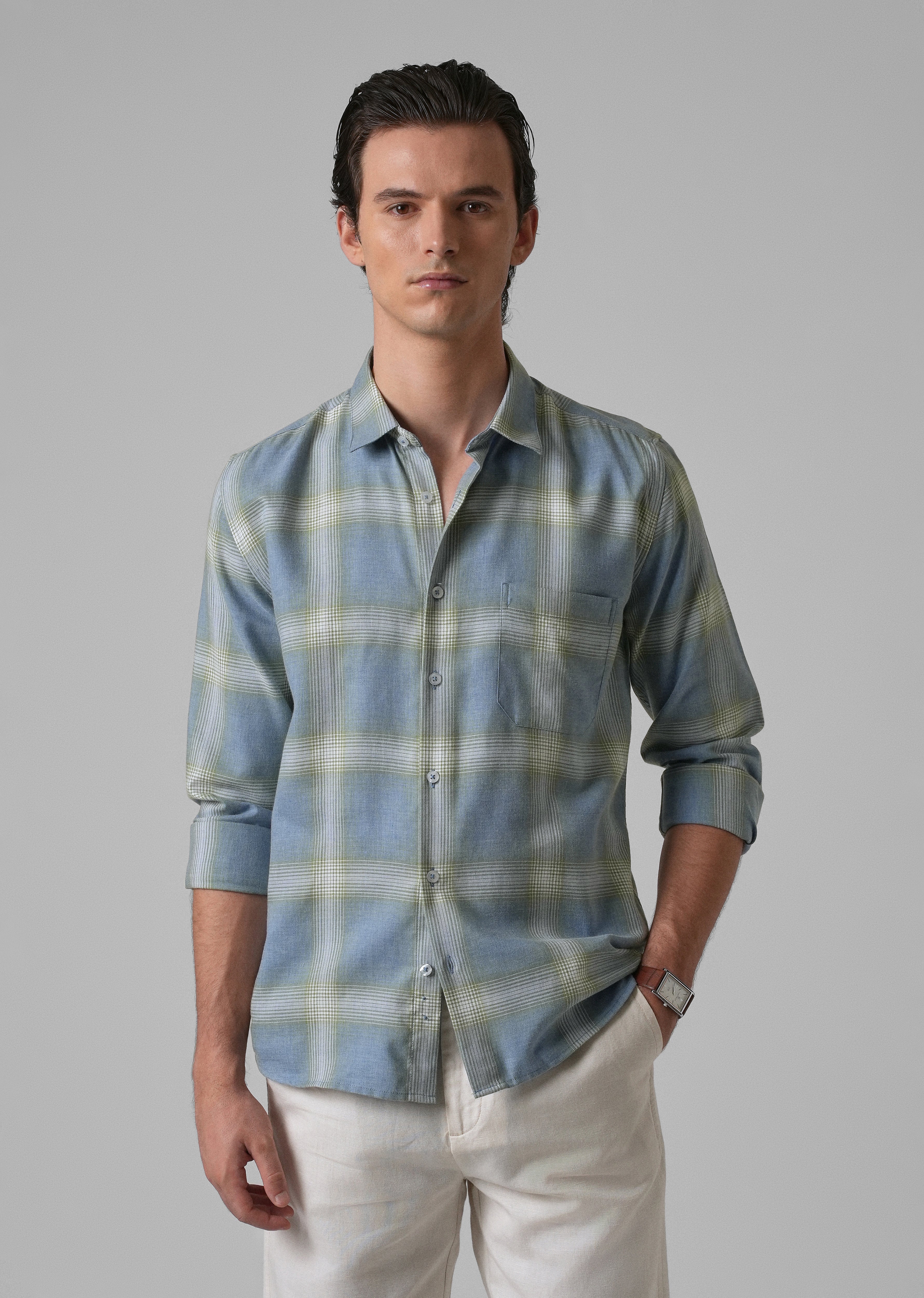 Melange Blue Bonnet Check Shirt