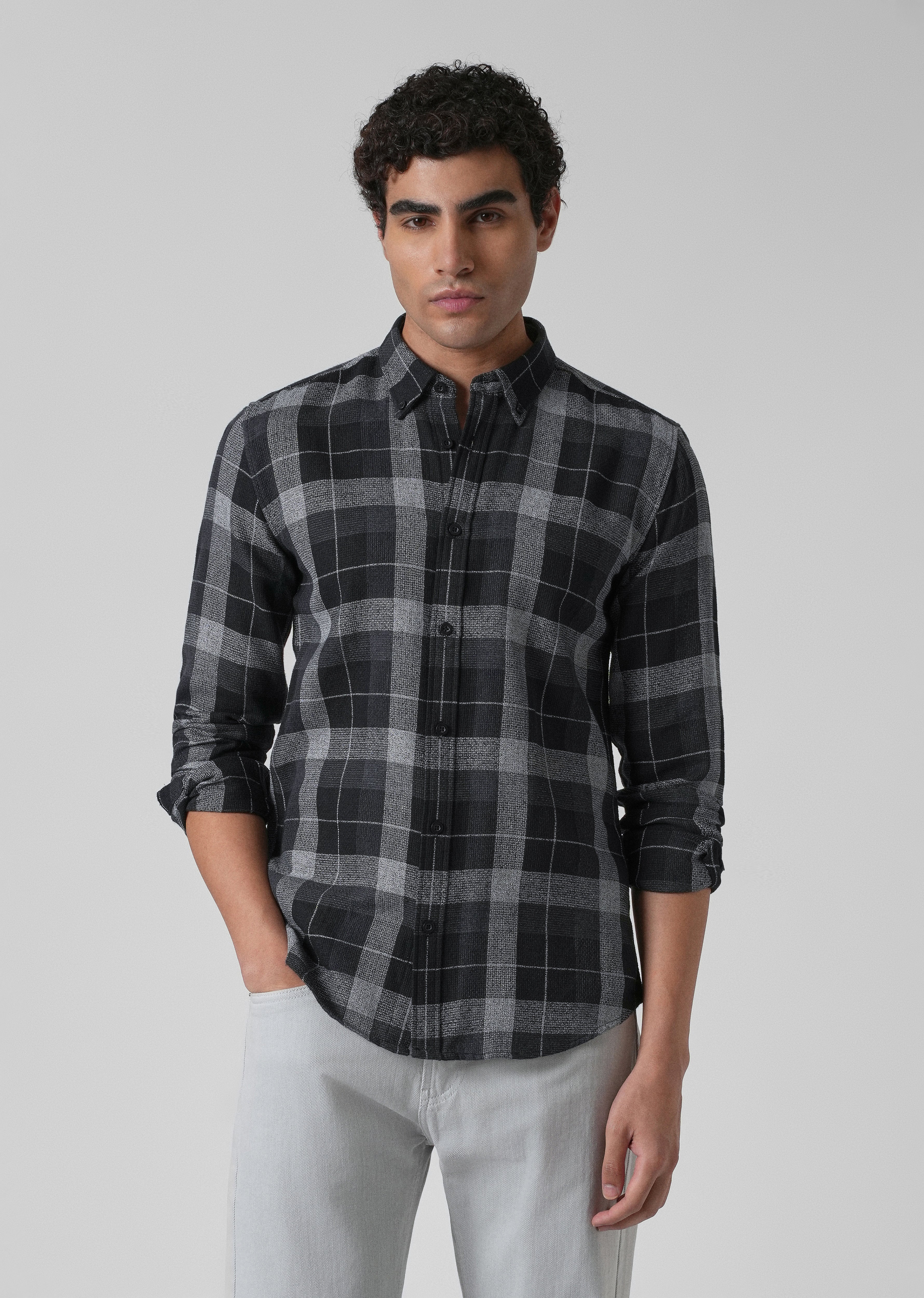 Melange Boldsquare Black Check Shirt