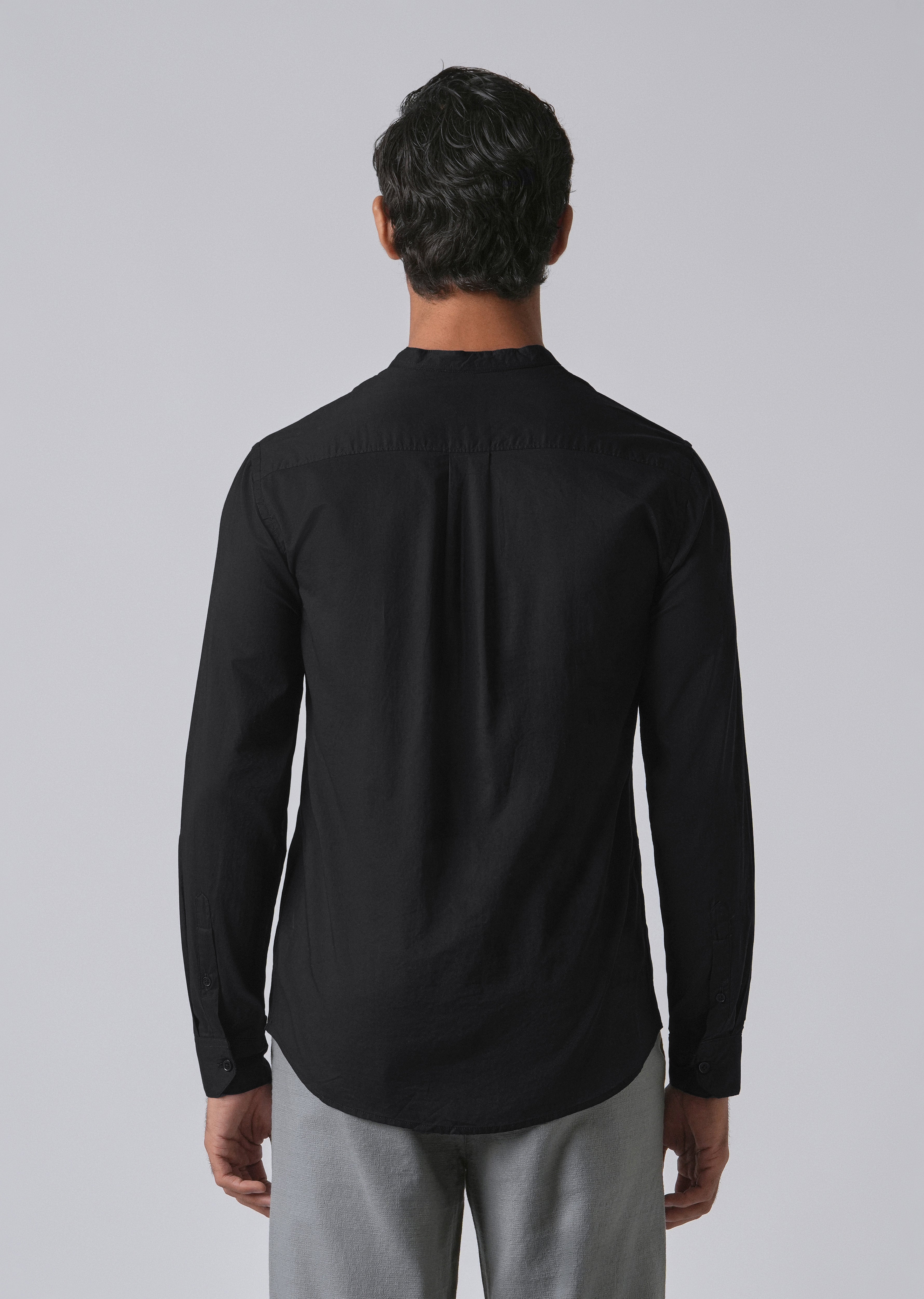 Meredian Black Plain Cotton Shirt