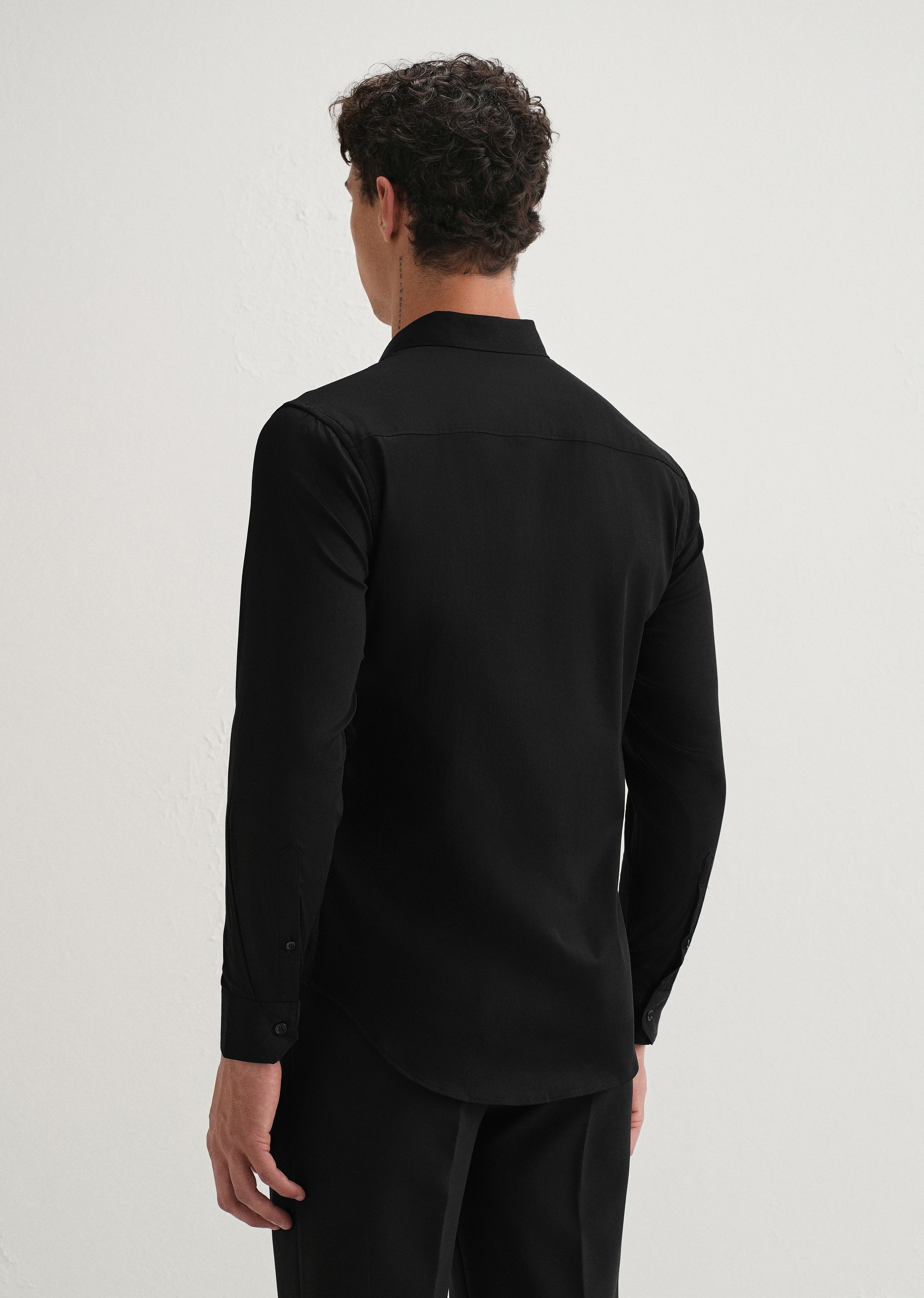 Metallic Bird Brooch Black Designer Shirt