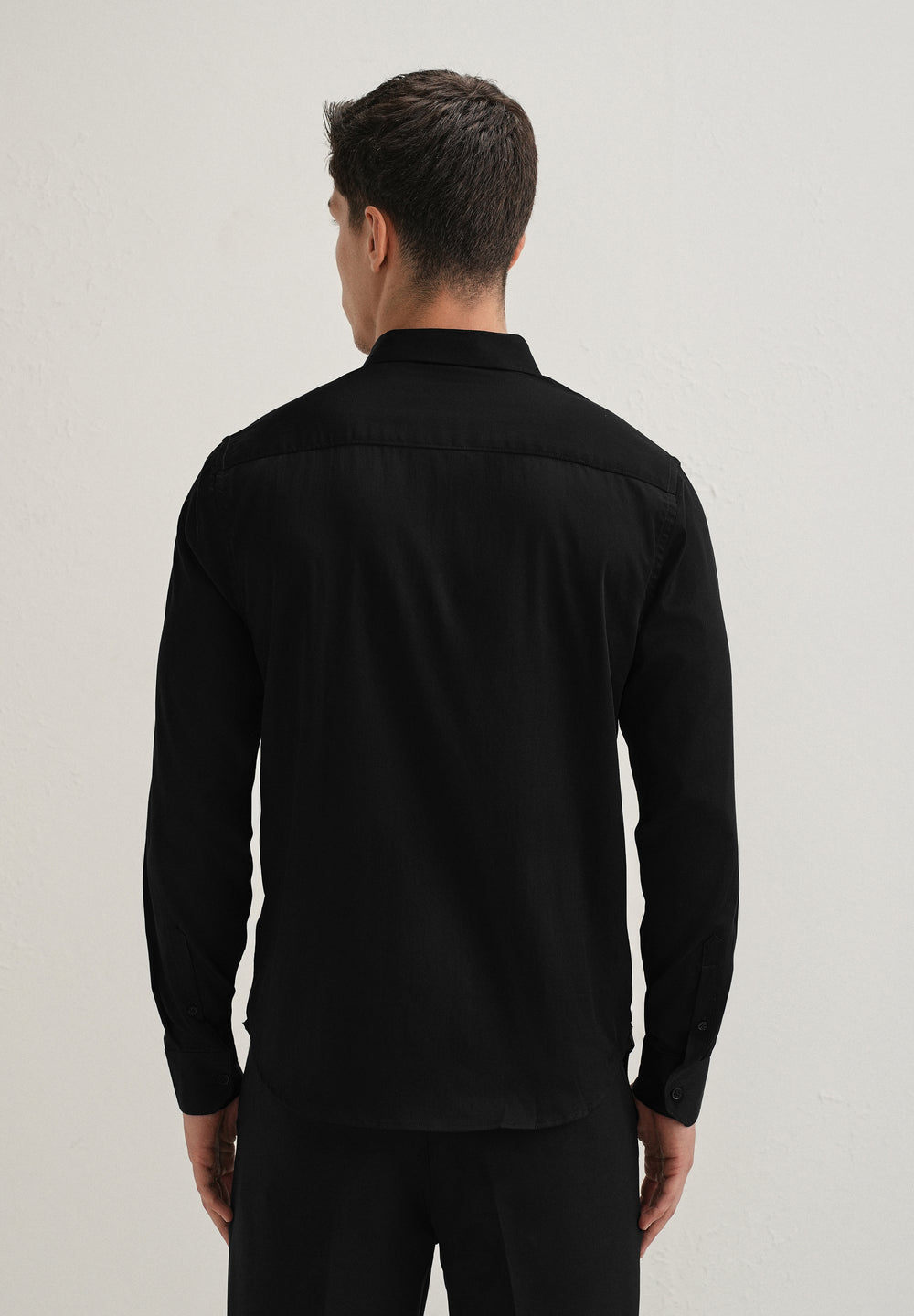 Metallic Chain Brooch Black Designer Shirt