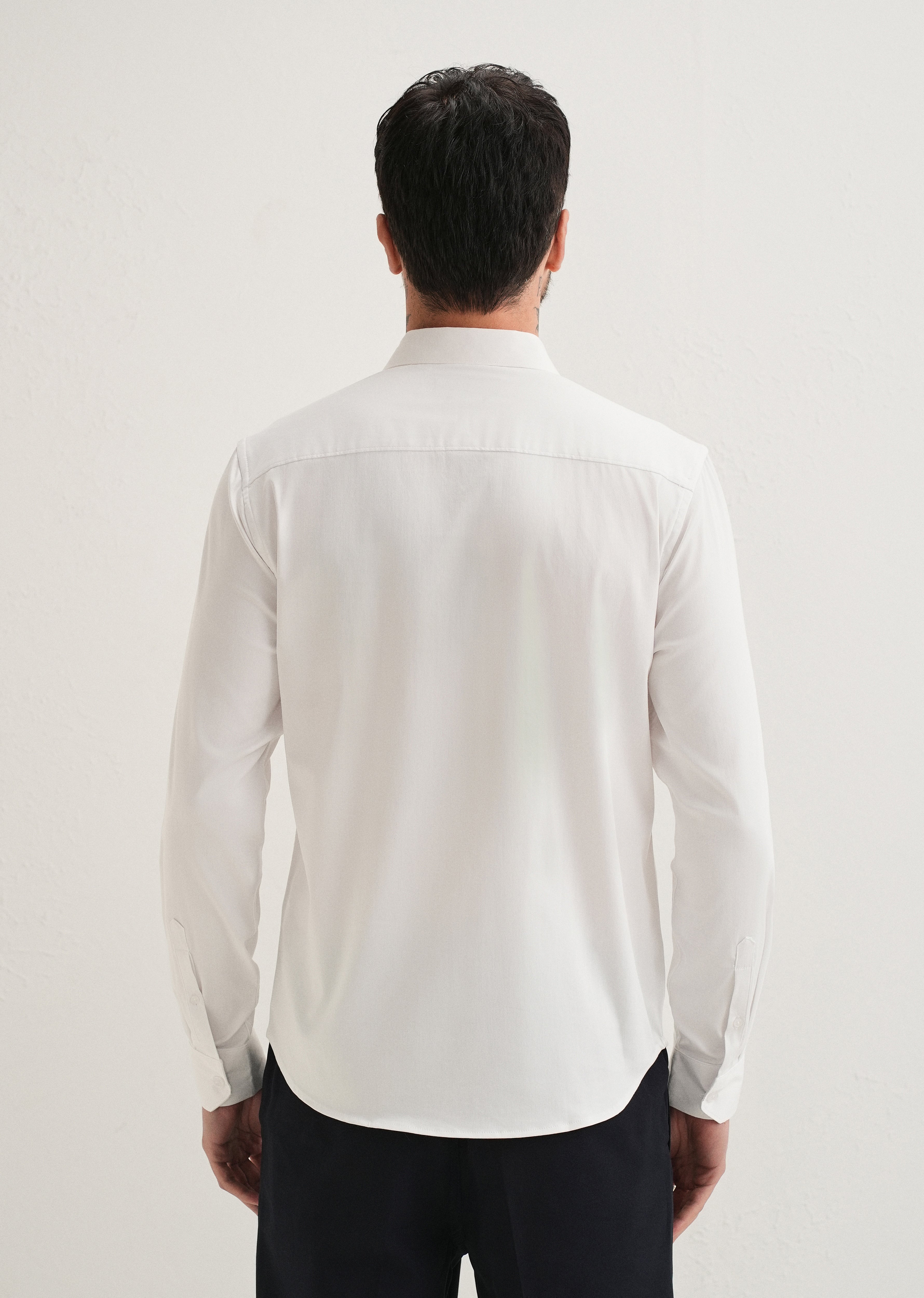 Metallic Chain Brooch White Designer Shirt