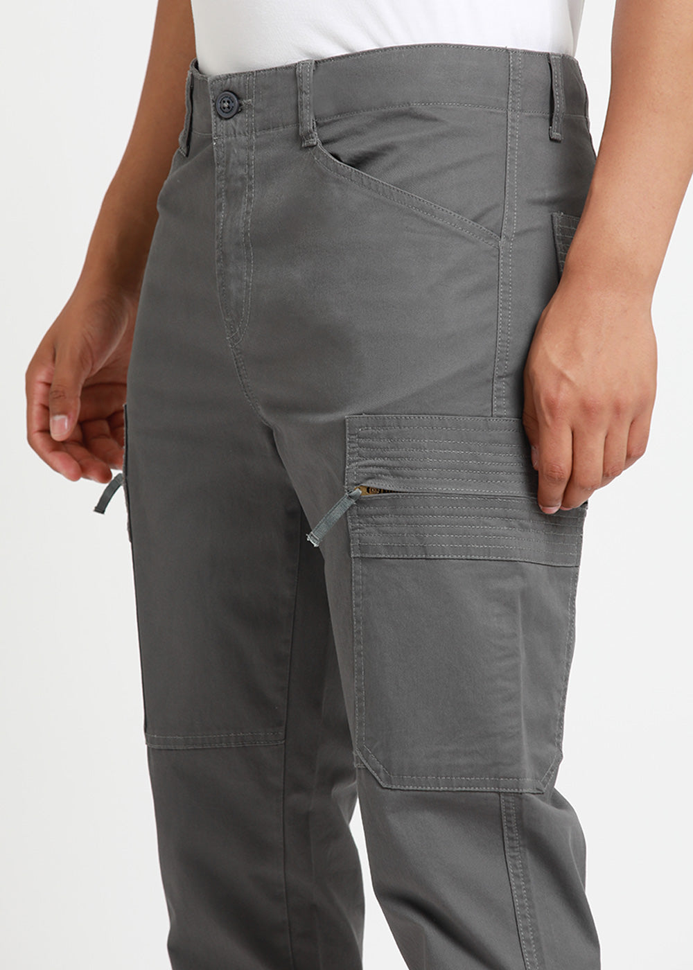 Meteor Grey Zip Cargo Pants