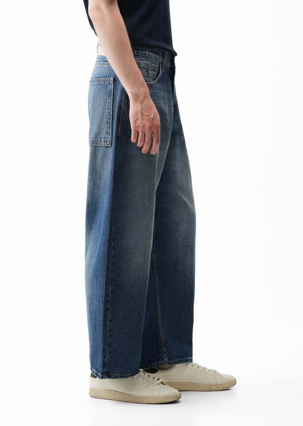 Mid Blue Barrel Fit Jeans