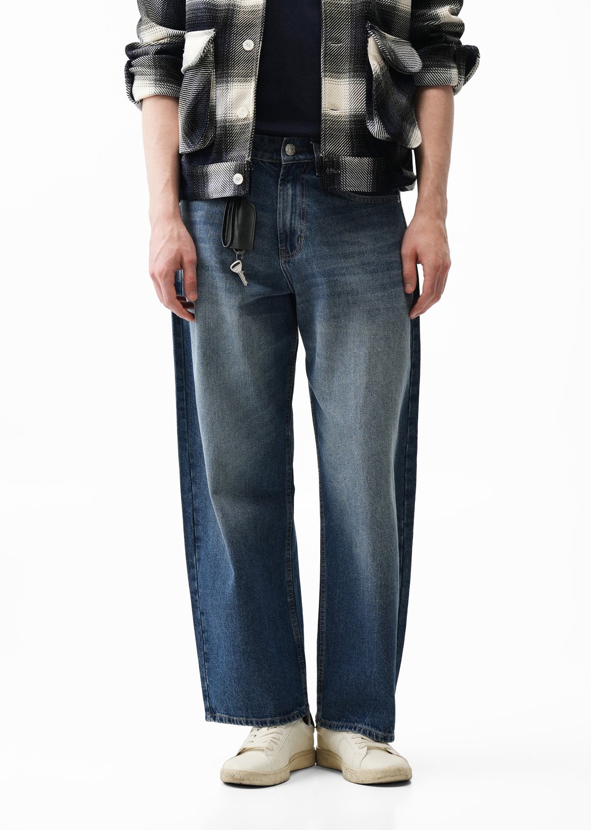 Mid Blue Barrel Fit Jeans