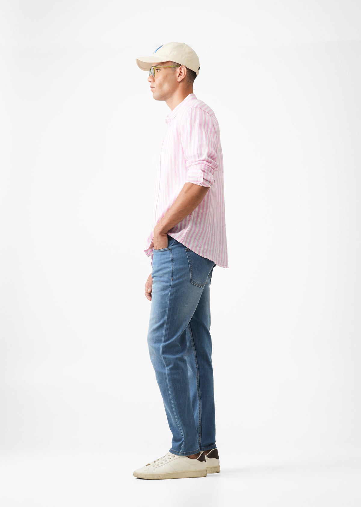 Mid Blue Faded Slim Fit Jeans