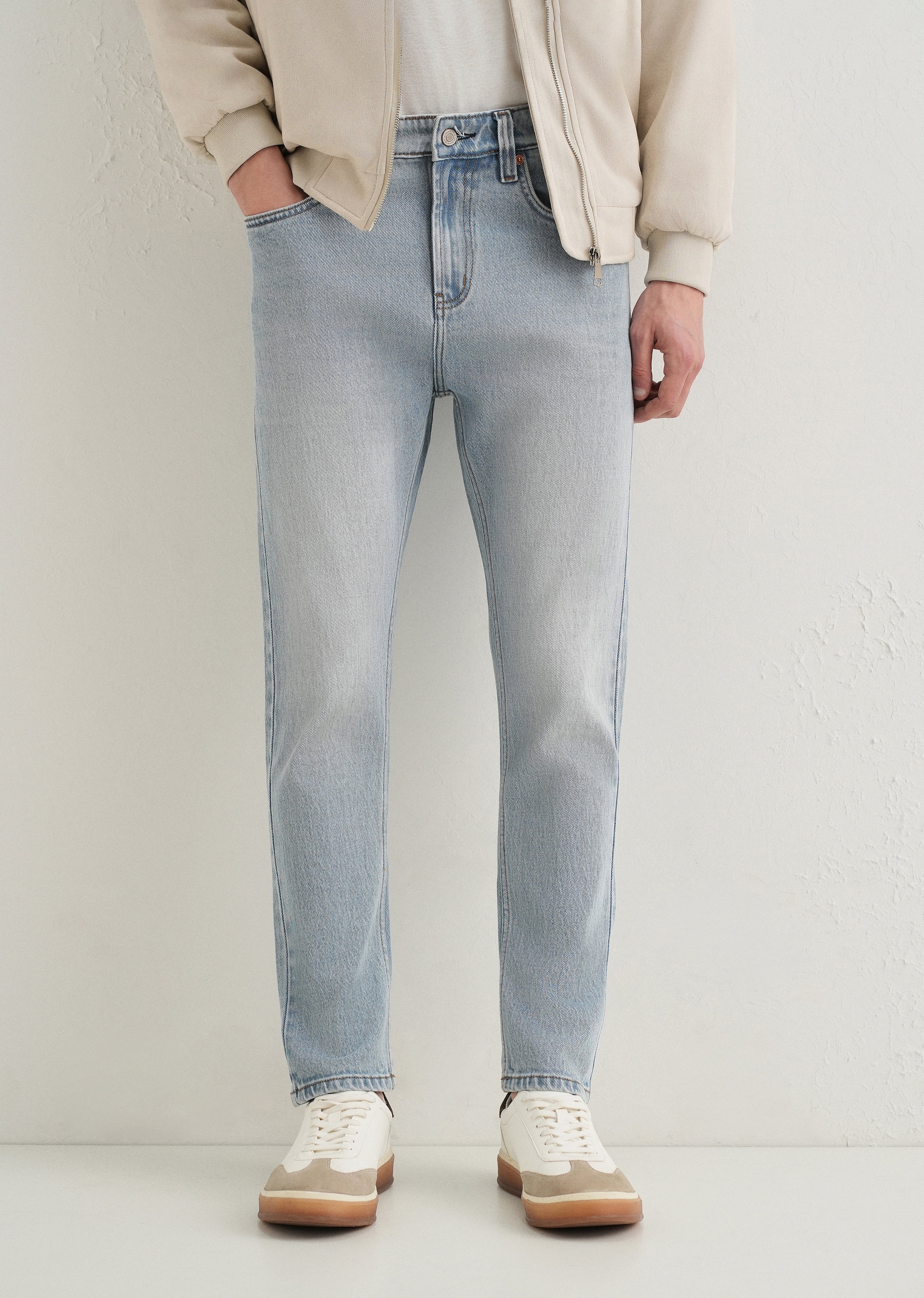 Mid Blue Straight Fit Denim