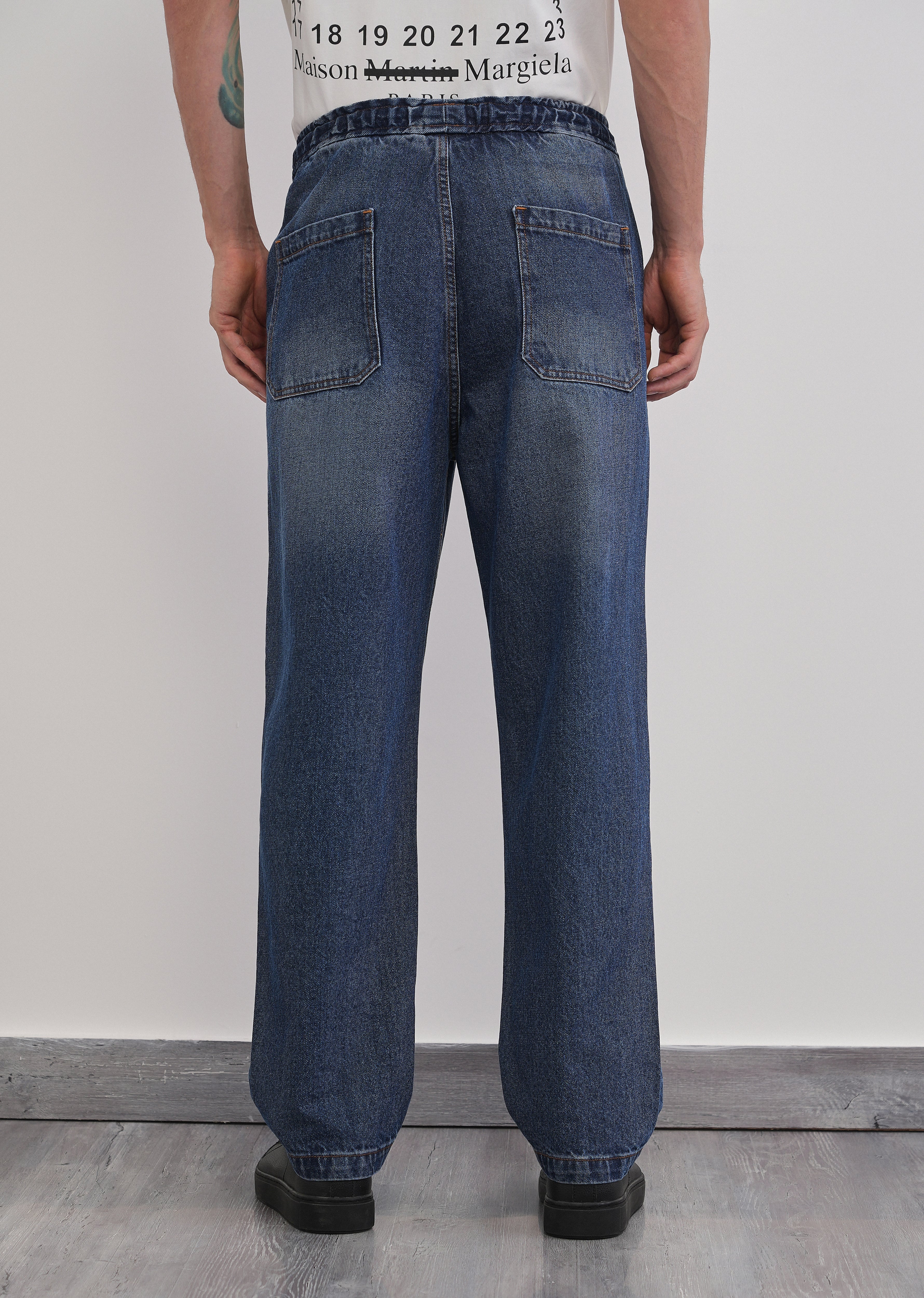 Mid Blue Loose Fit Elasticated Jogger Jeans