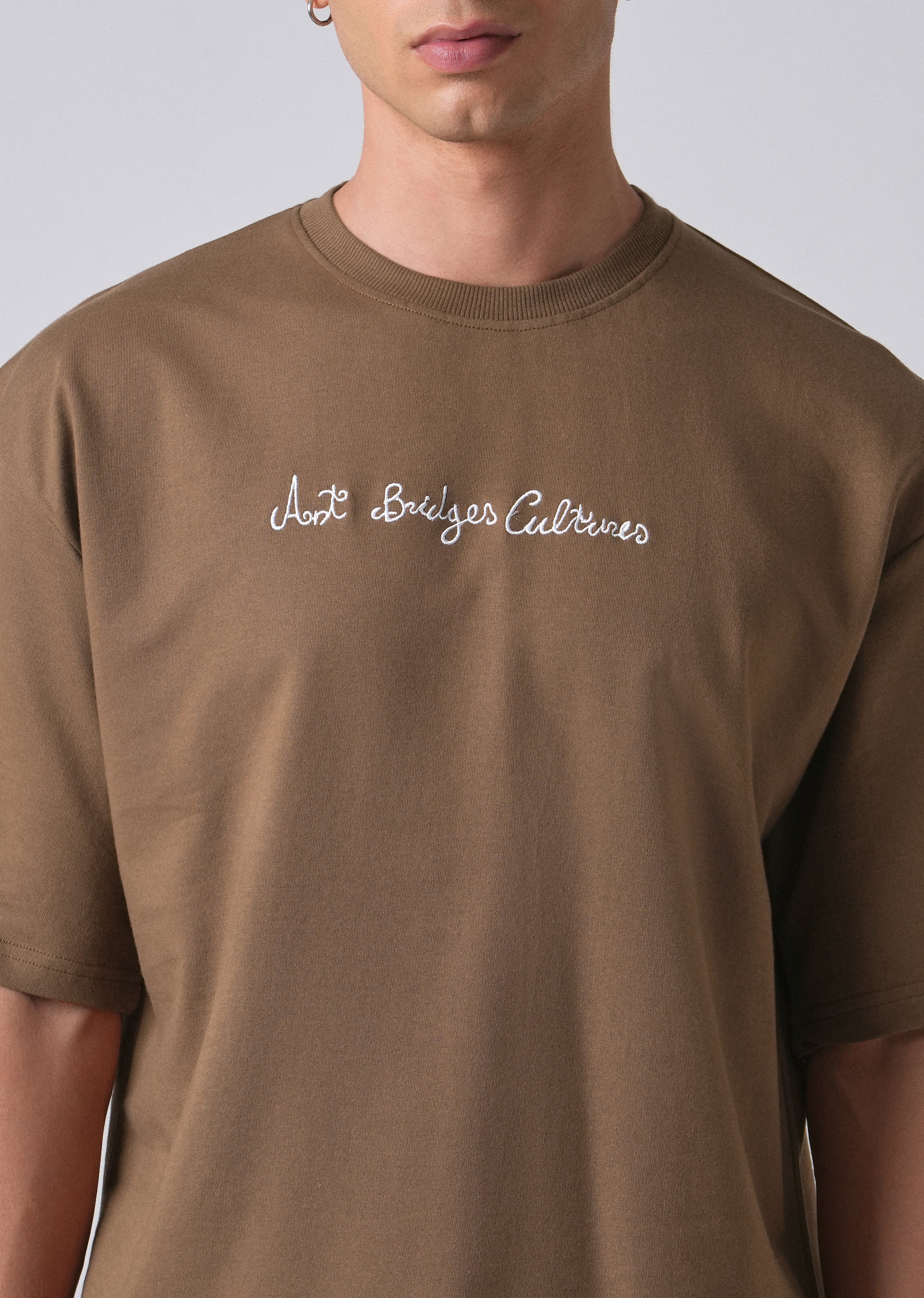 Minimalist Print Brown Oversized T-shirt