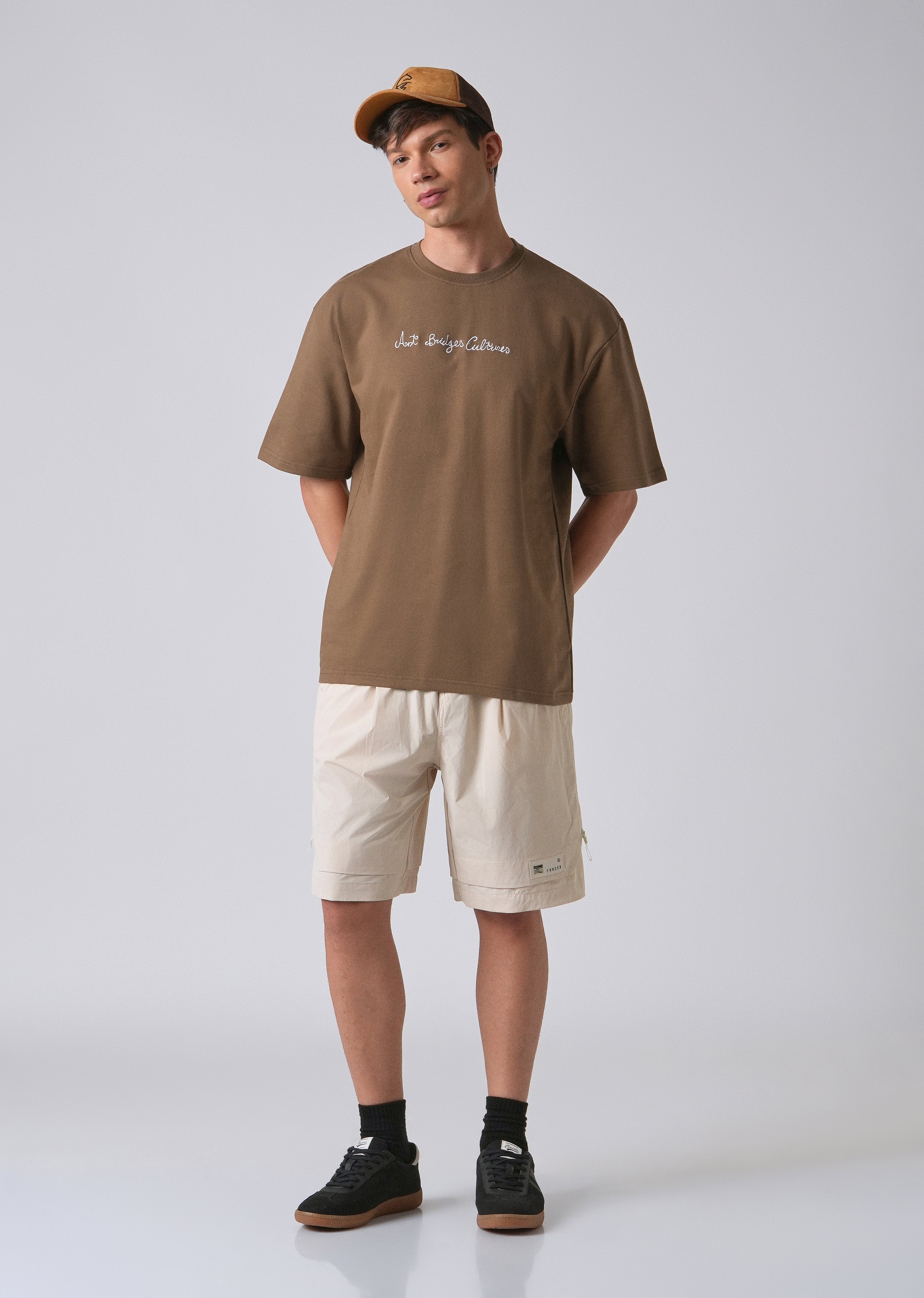 Minimalist Print Brown Oversized T-shirt