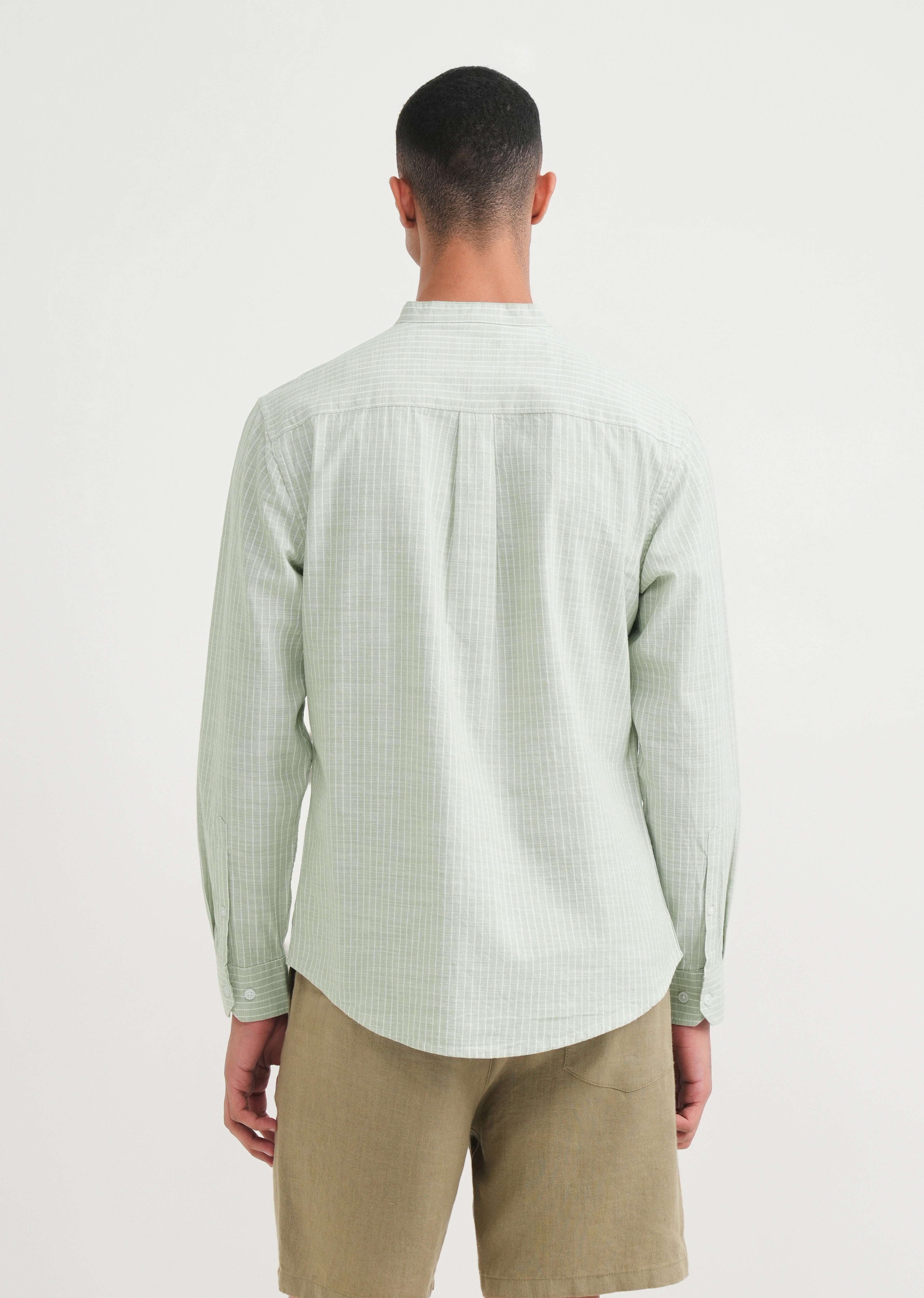 Mint Green Cotton Stripe Shirt