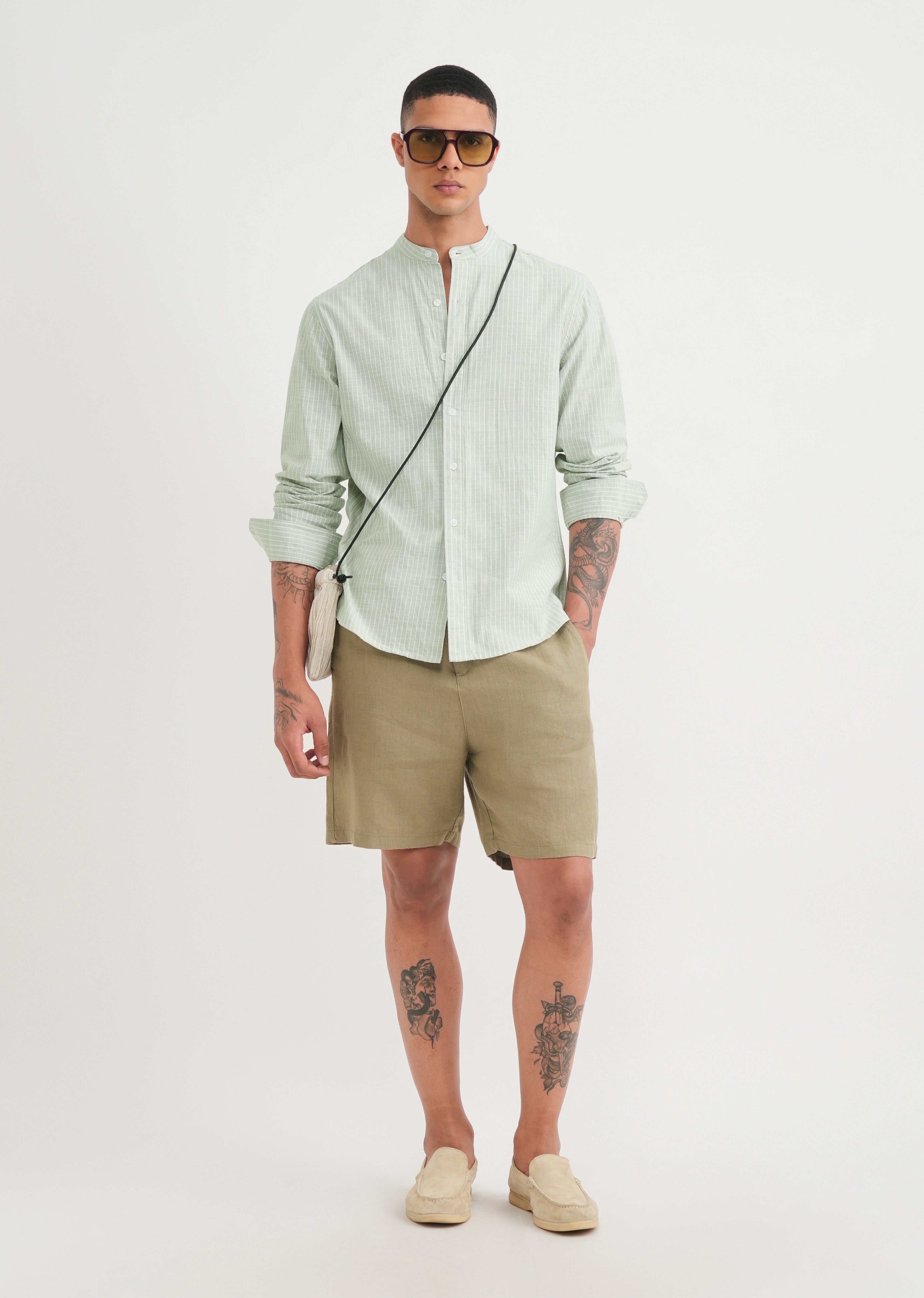 Mint Green Cotton Stripe Shirt