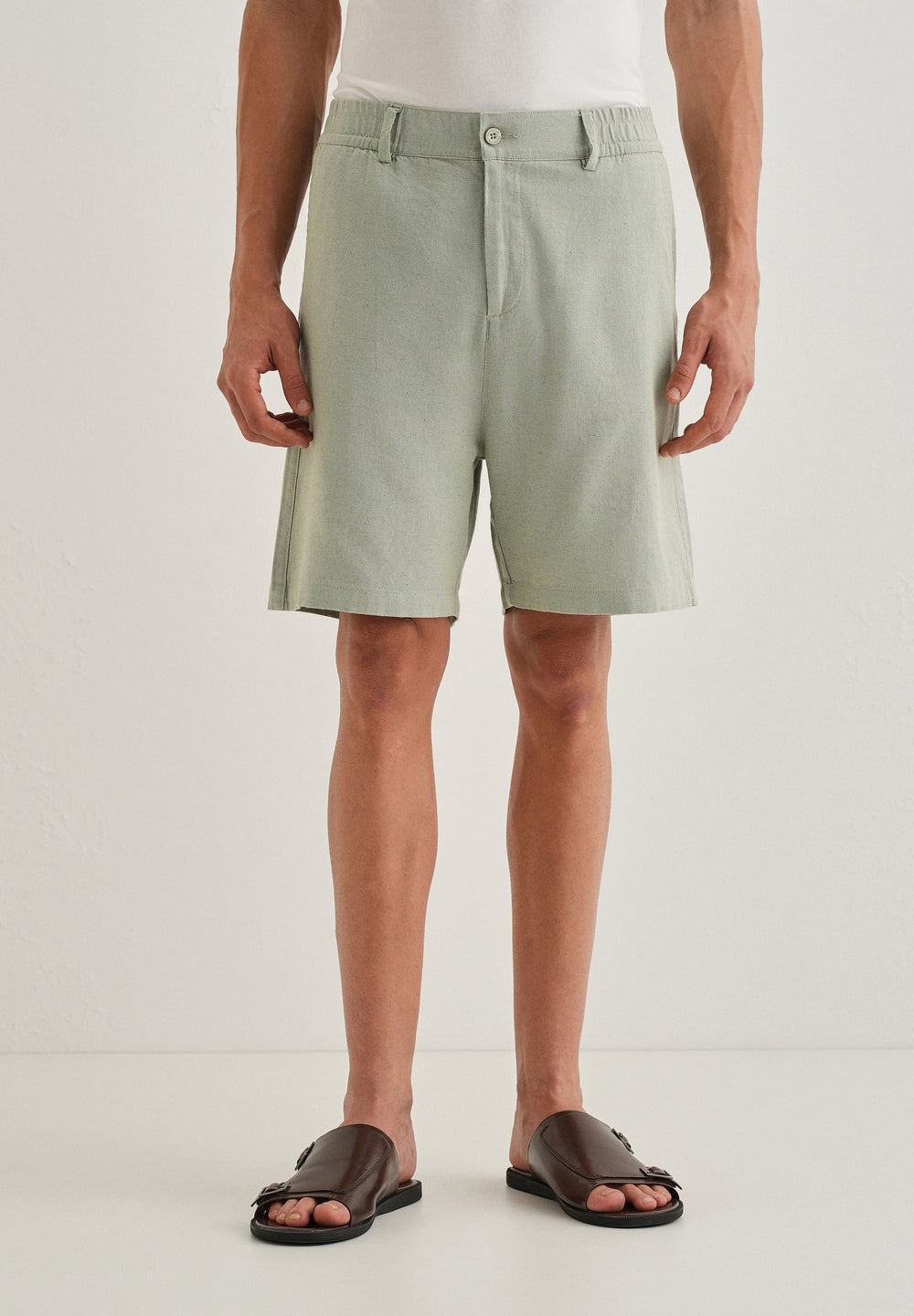 Mint Green Linen Shorts