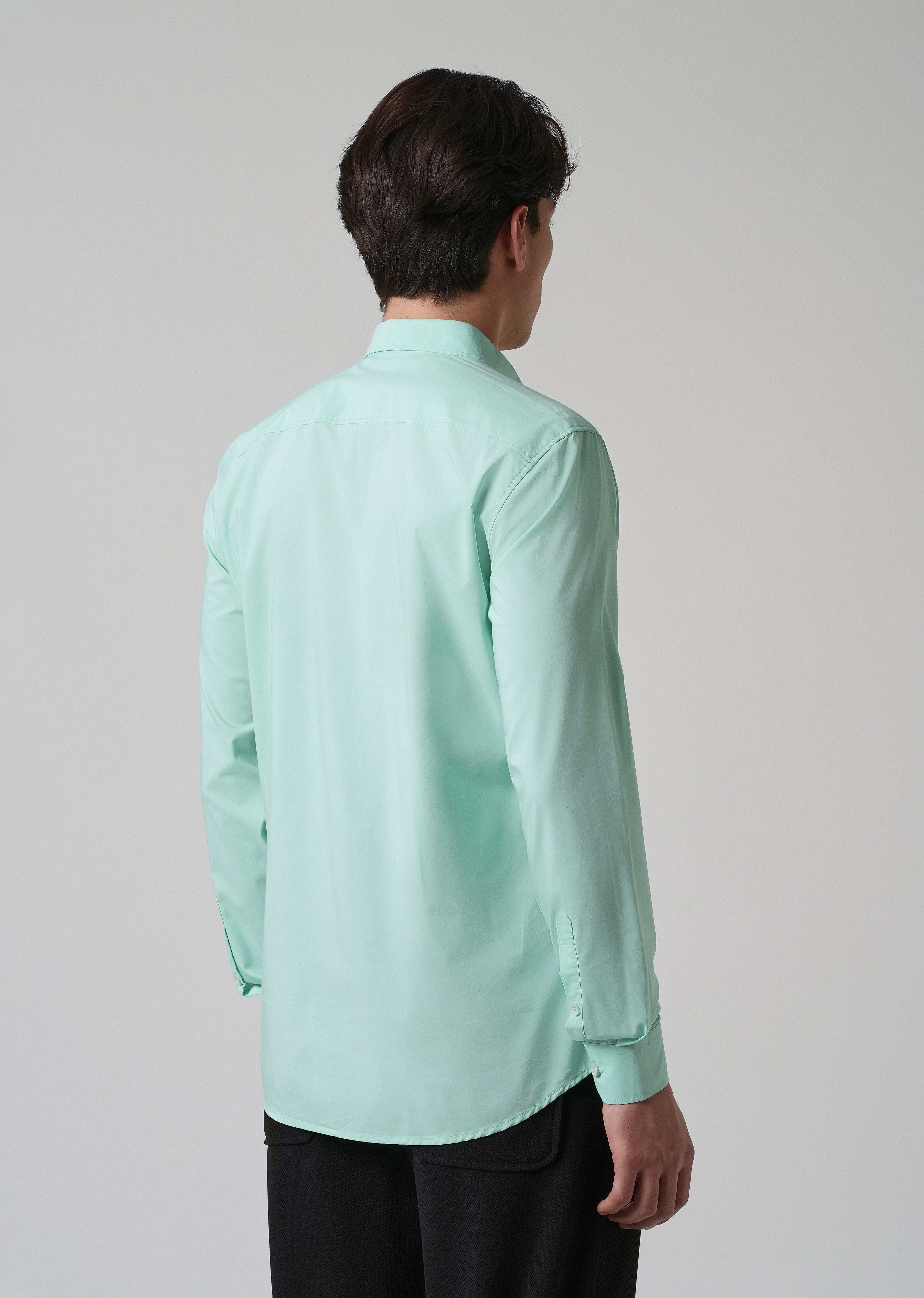 Mint Green Plain Blended Cotton Shirt