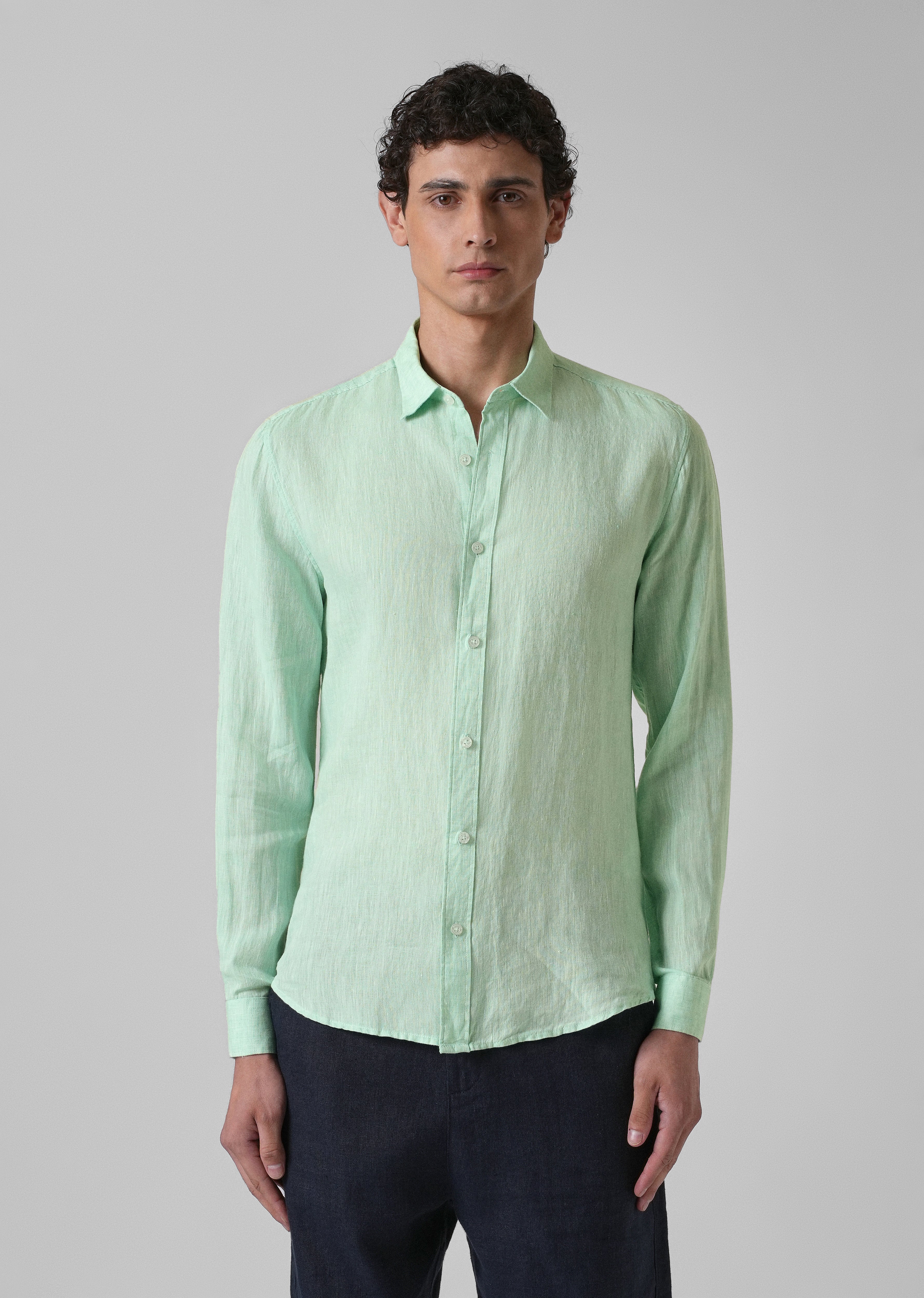 100% Pure Irish Mint Green Linen Shirt