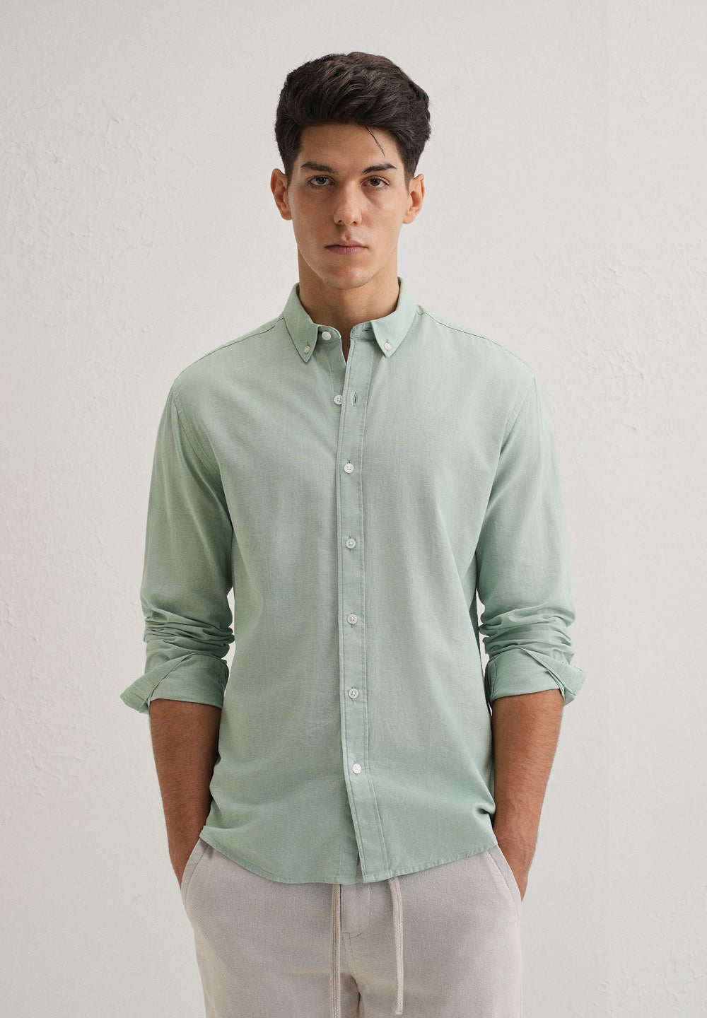 Mint Leaf Cotton Linen Shirt