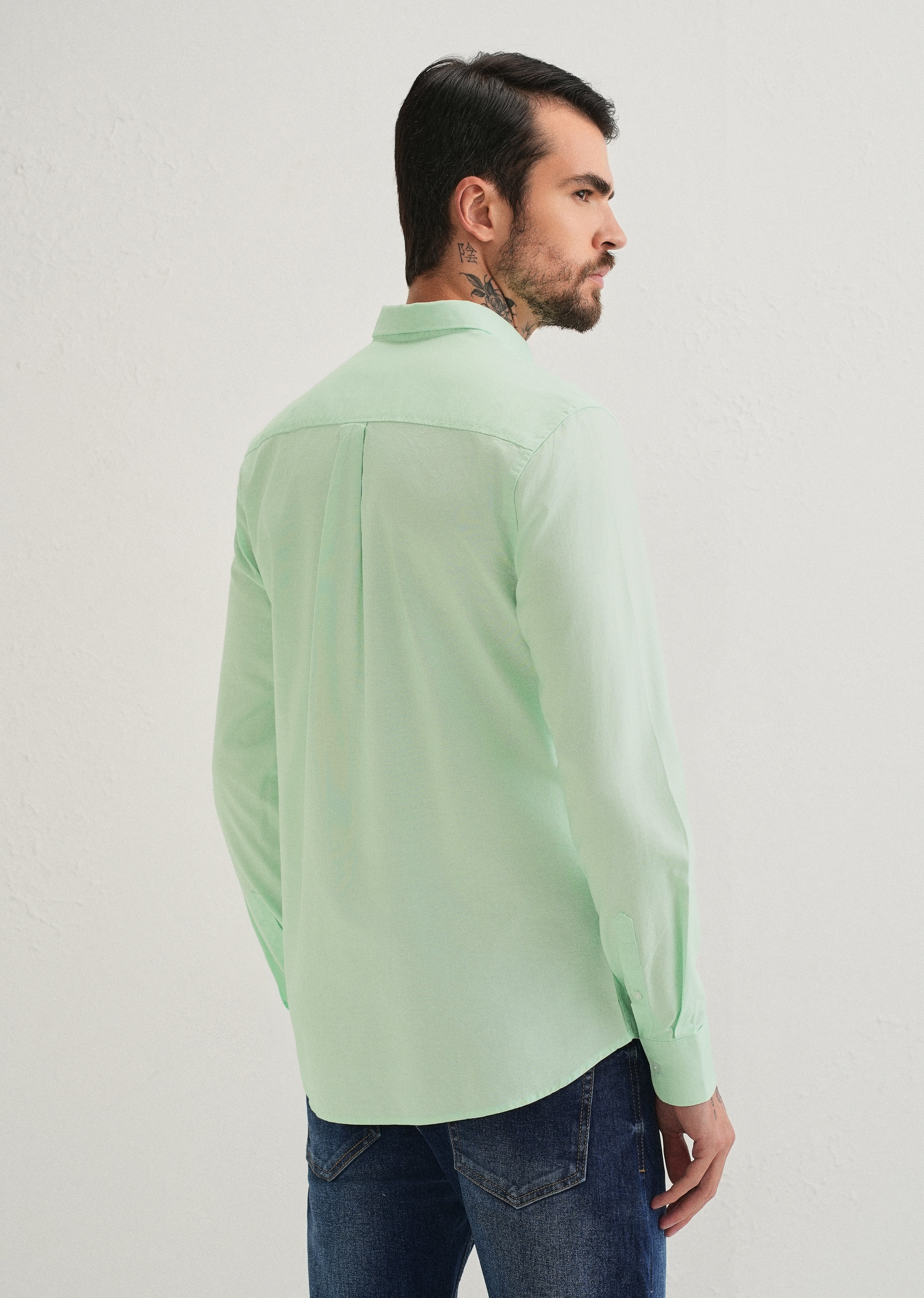 Mint Green Plain Cotton Oxford Shirt