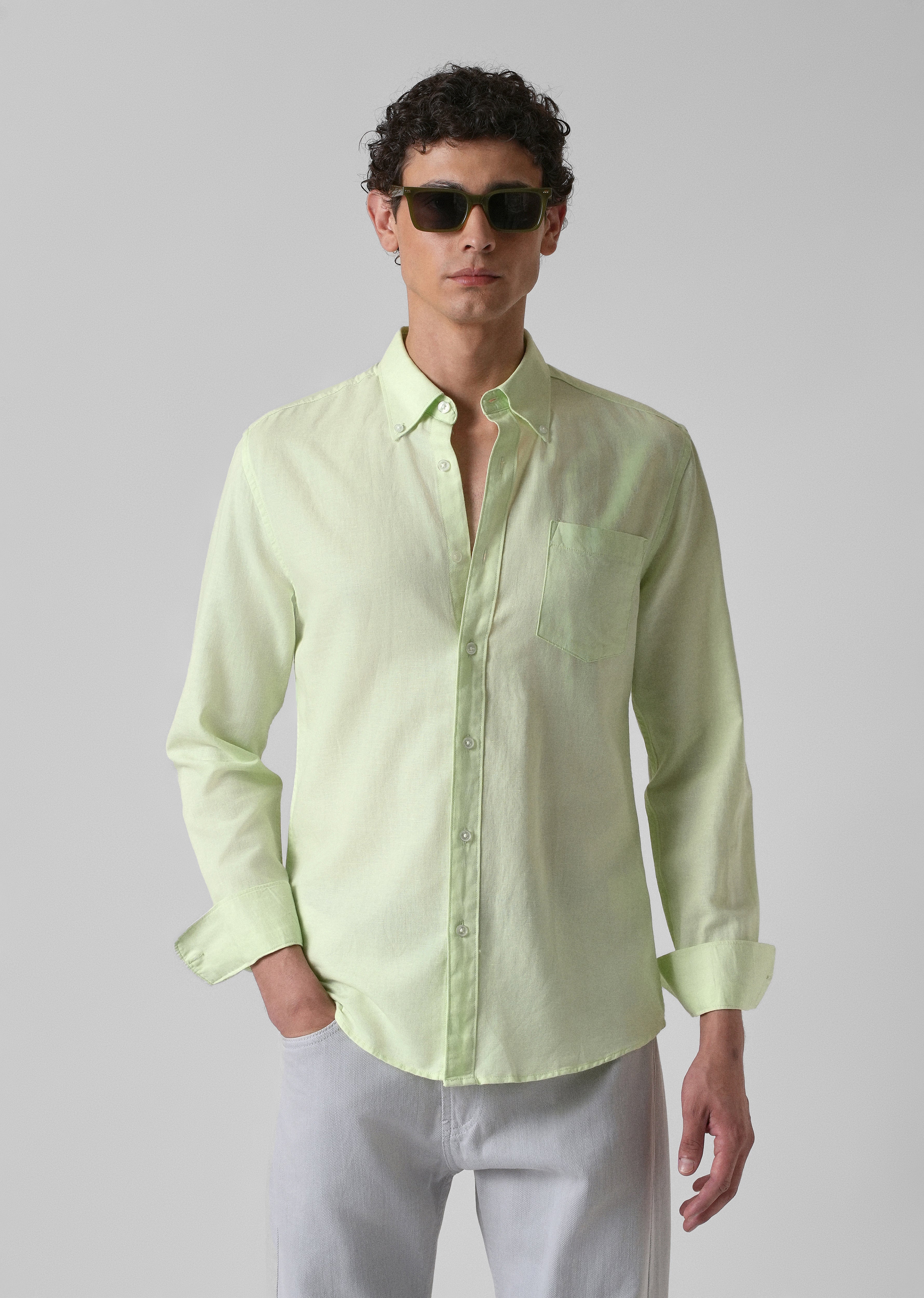 Mint Pastel Green Cotton Linen Shirt