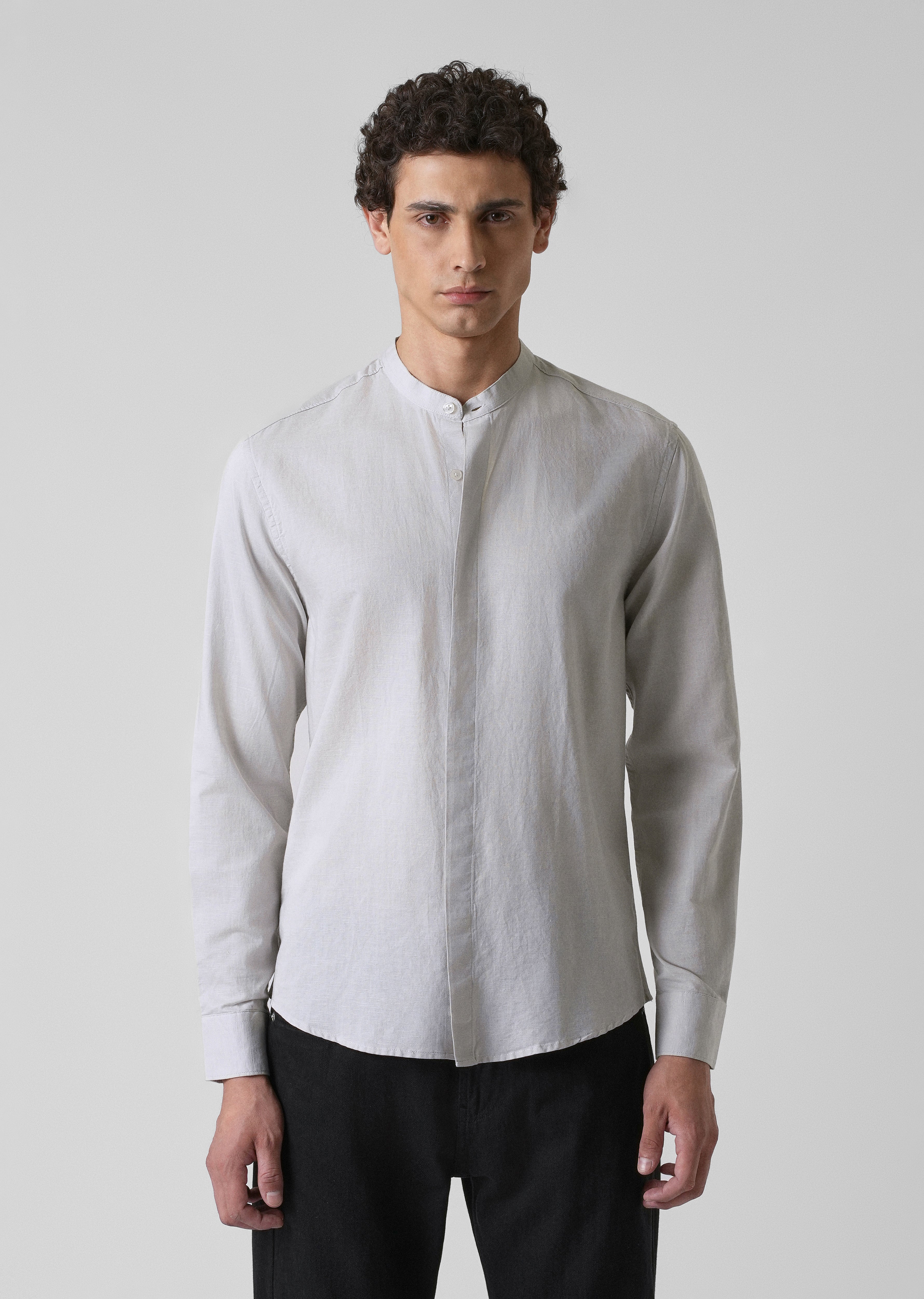 Mist Grey Cotton Linen Shirt