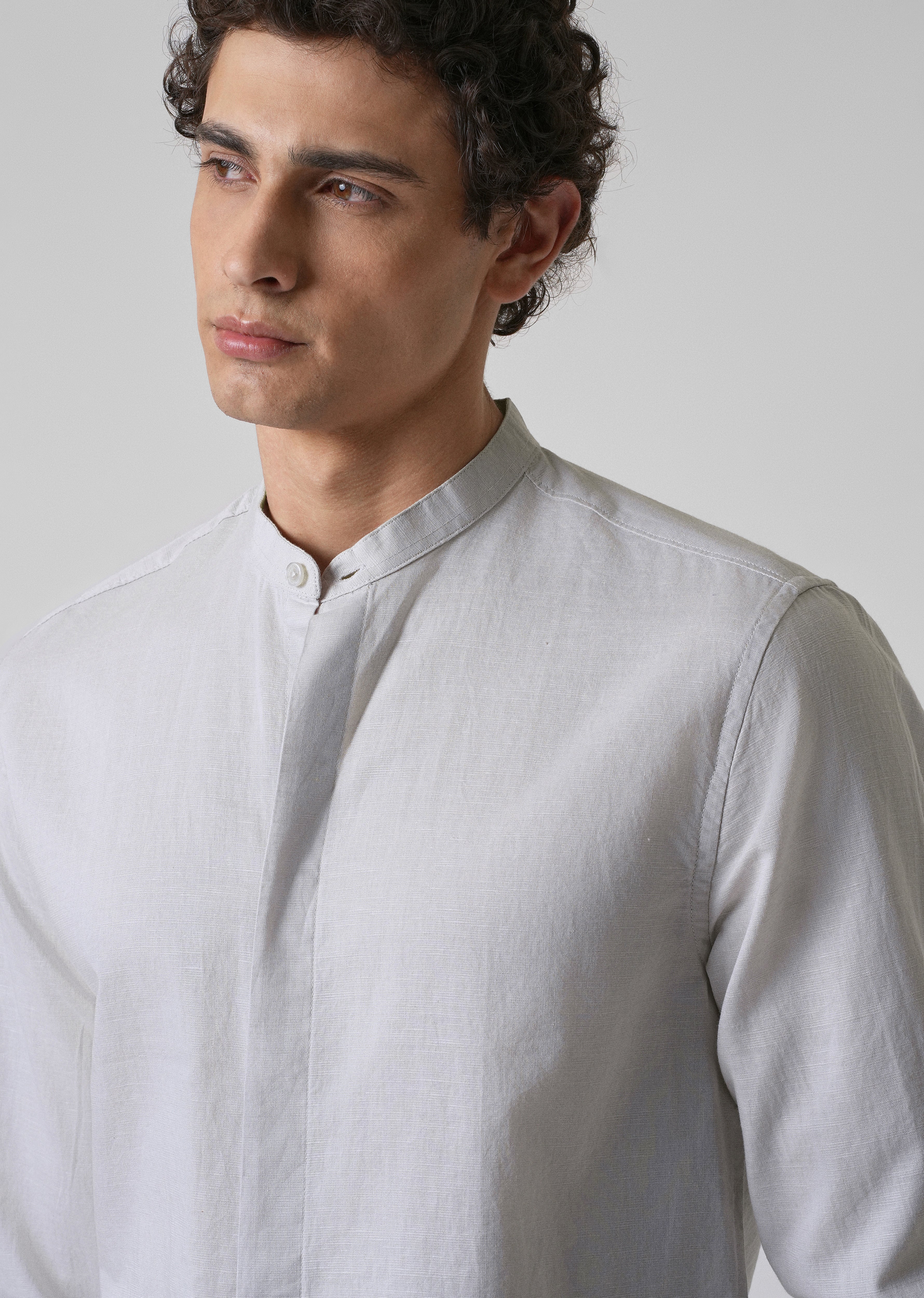 Mist Grey Cotton Linen Shirt