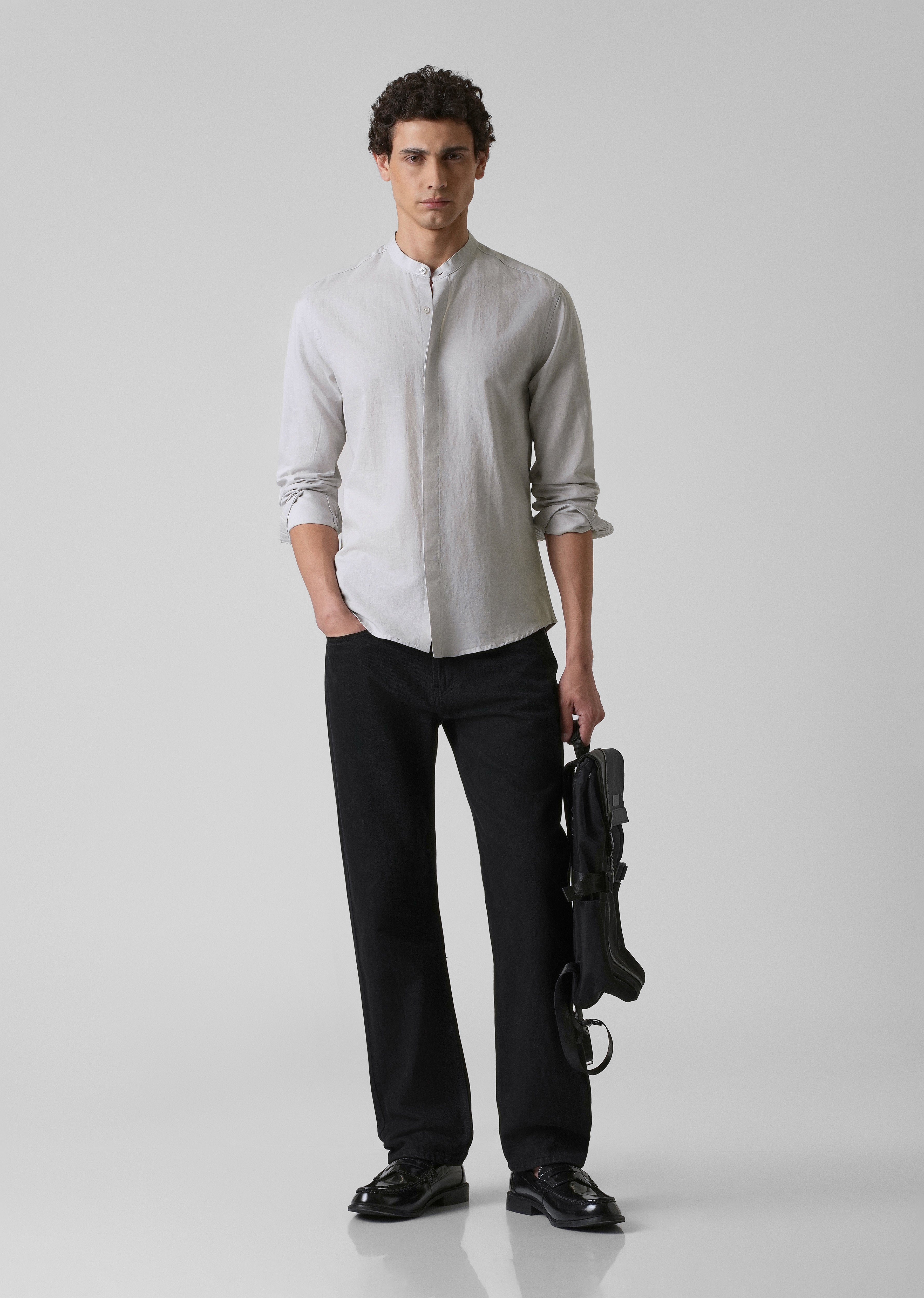 Mist Grey Cotton Linen Shirt