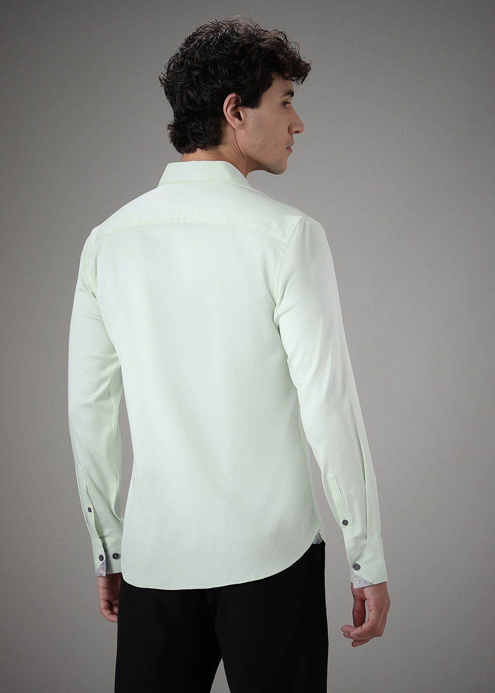 Misty Green Printed Cuff Shirt
