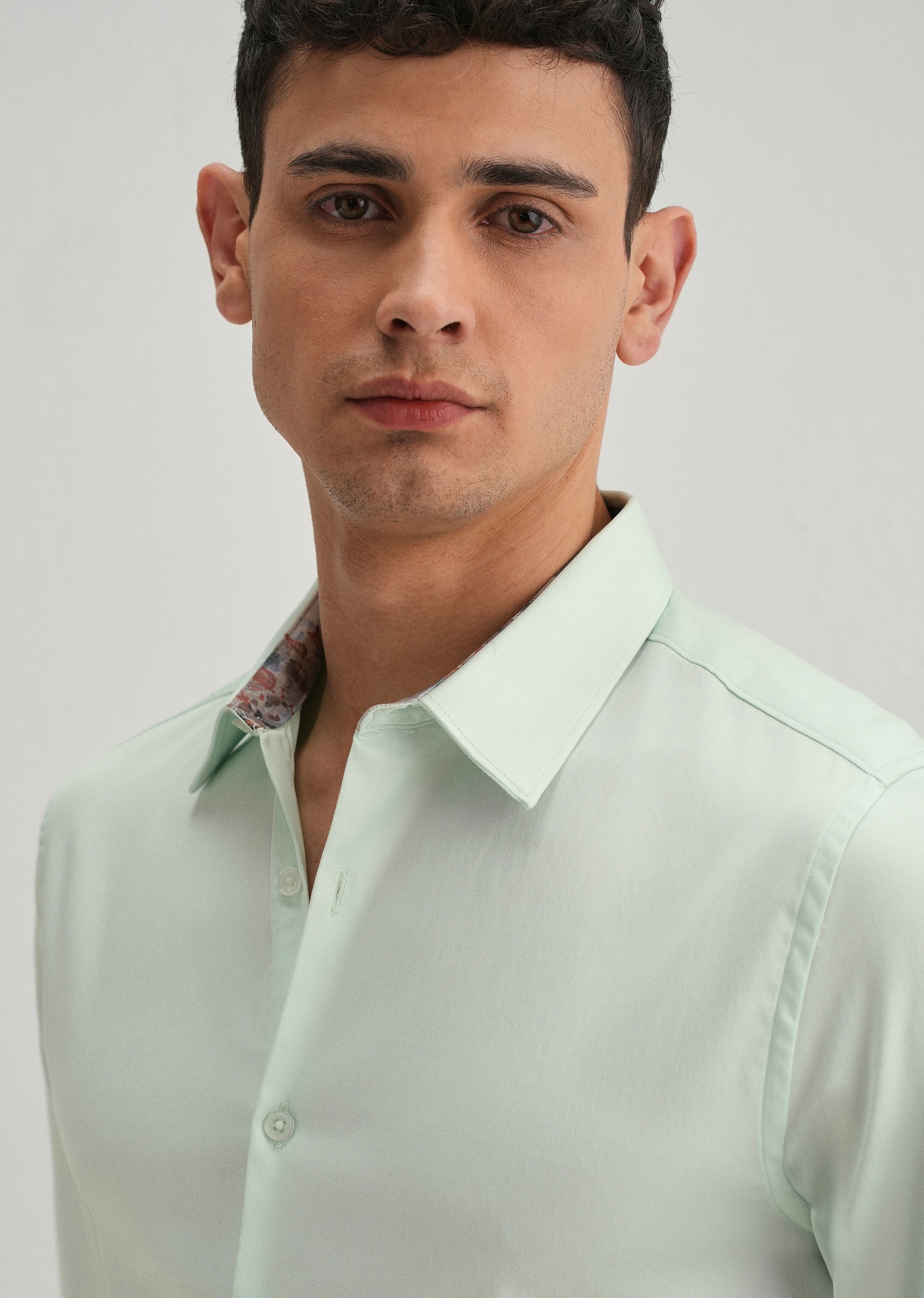 Misty Green Printed Cuff Shirt