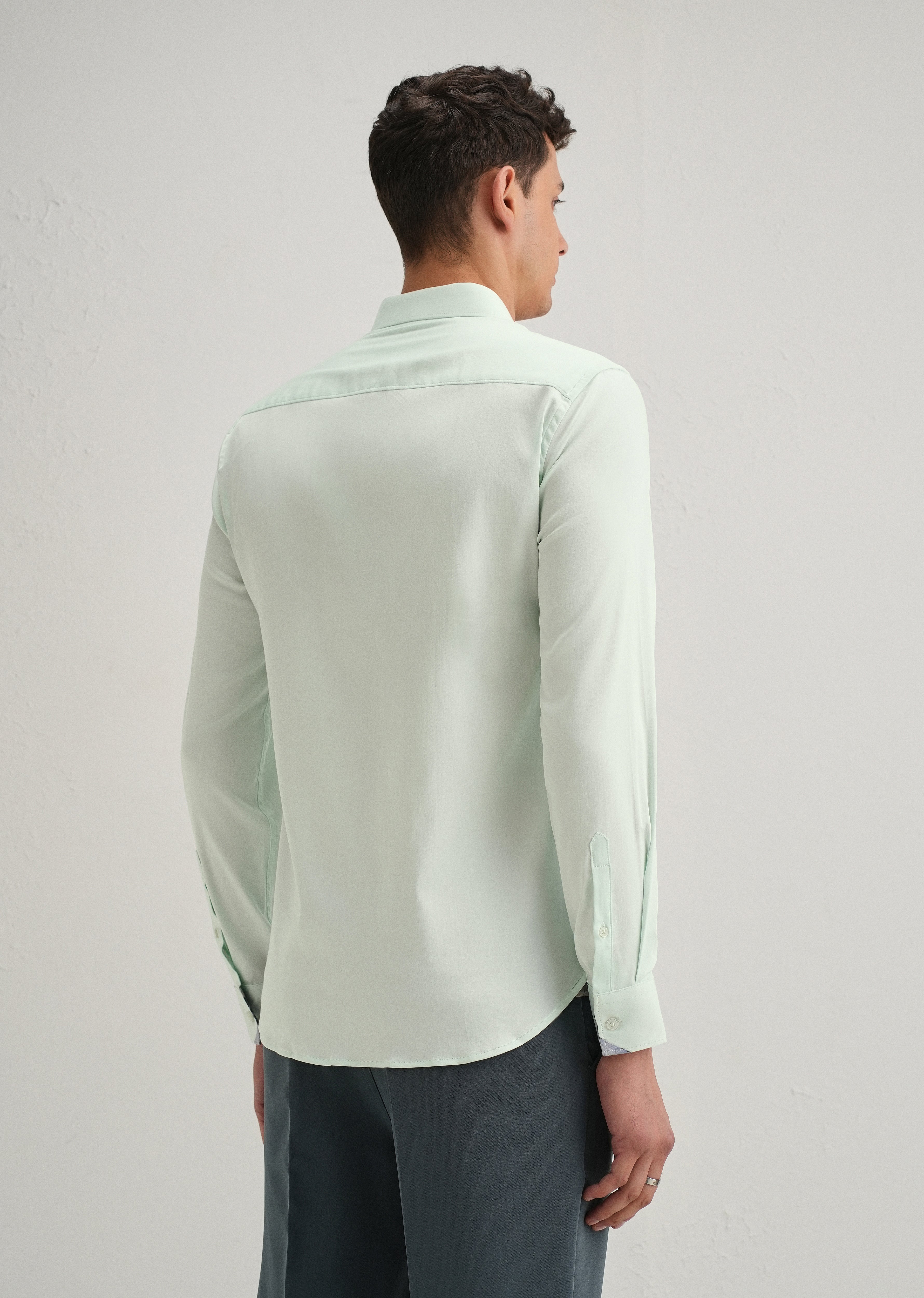 Misty Green Printed Cuff Shirt