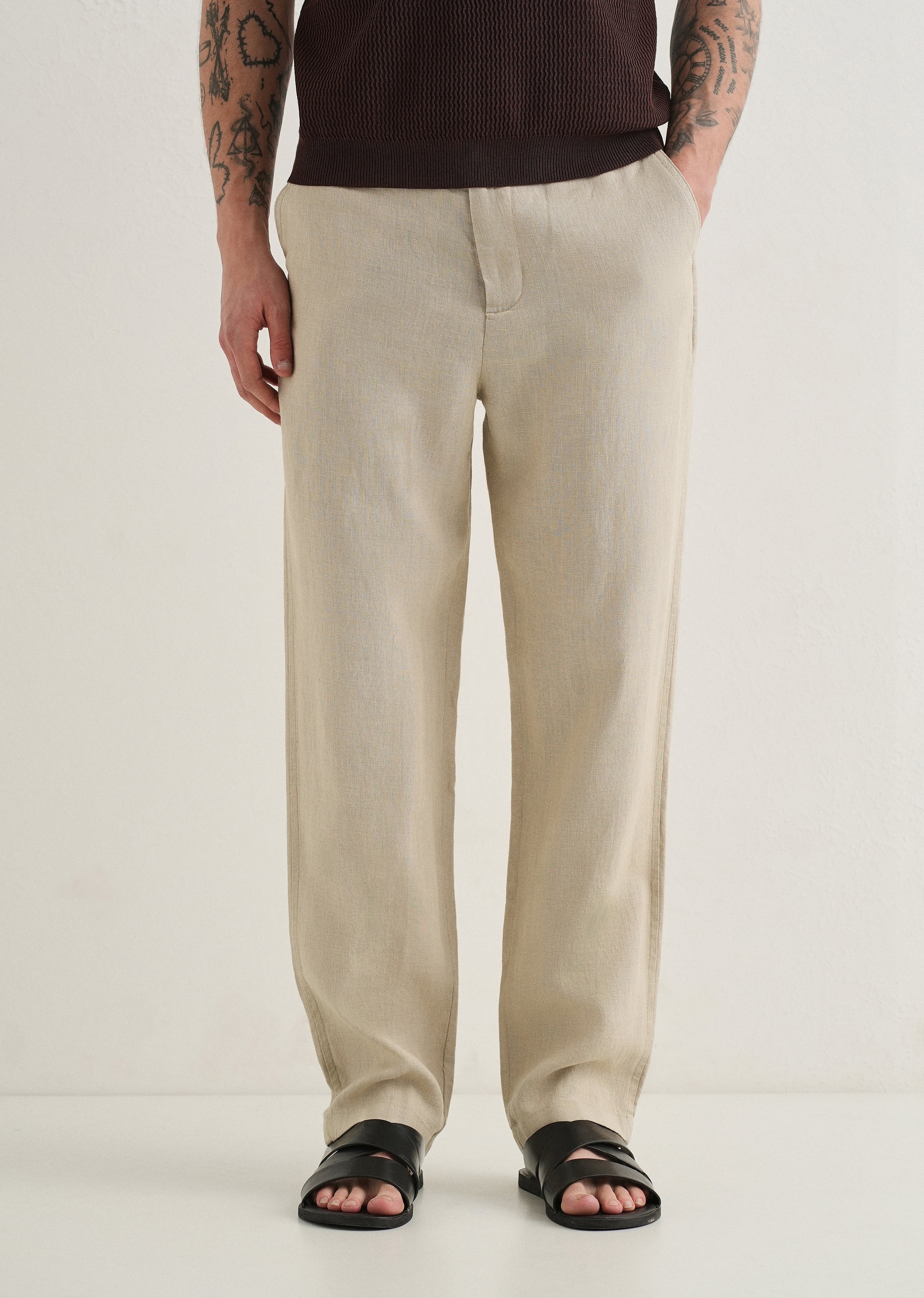 Mocha Beige Linen Pant