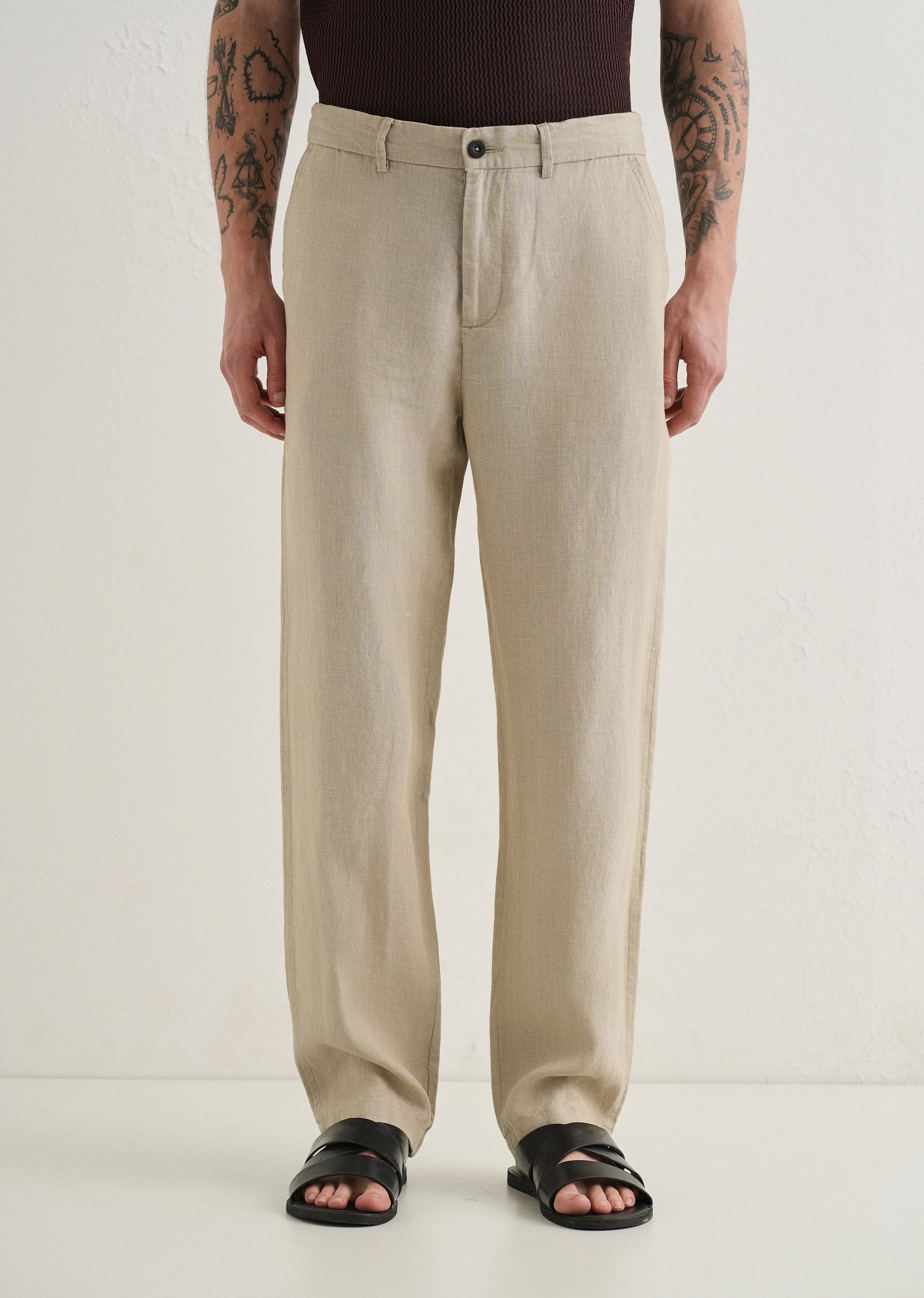 Mocha Beige Linen Pant