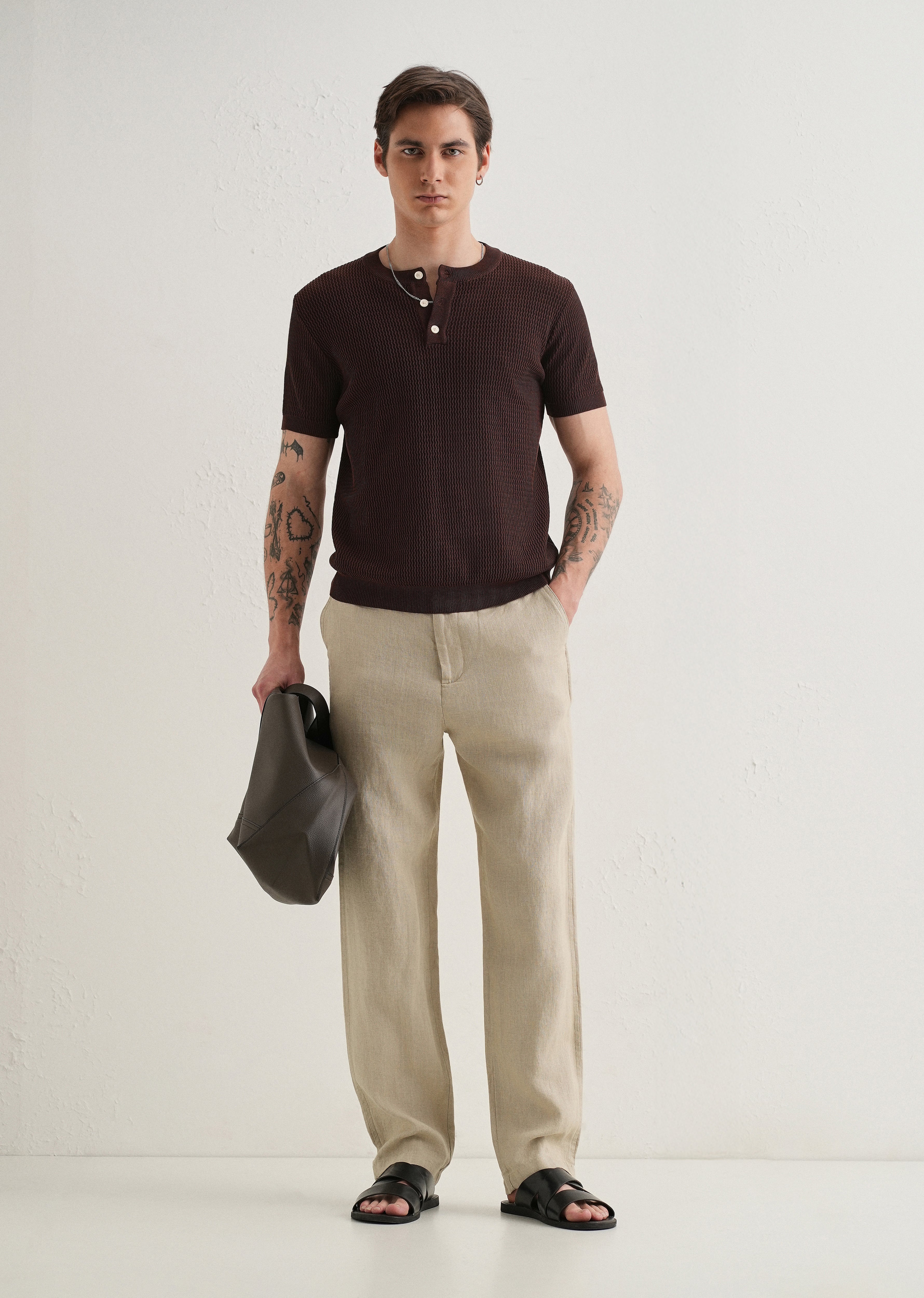 Mocha Beige Linen Pant