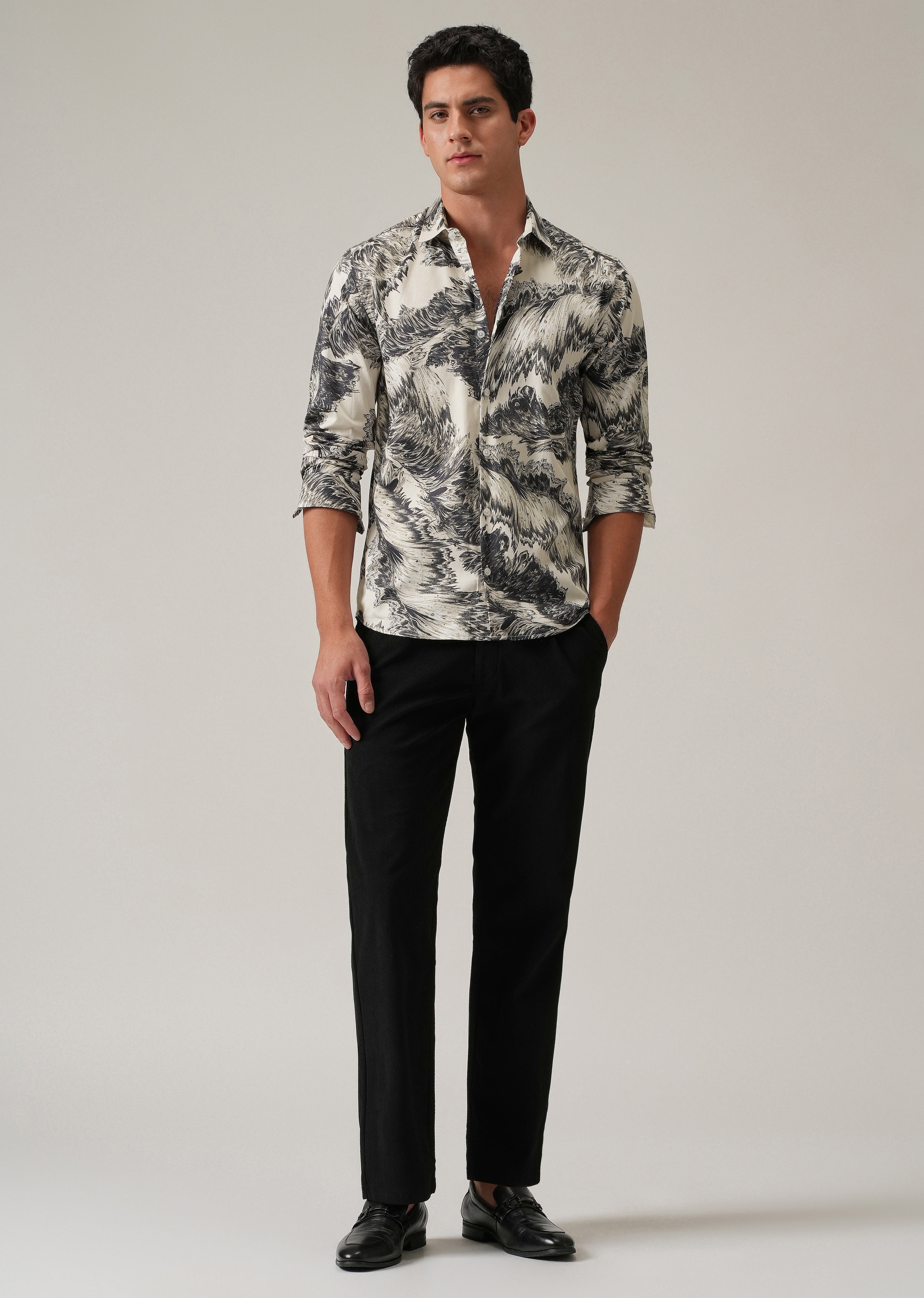 Monochrome Swirl Print Shirt