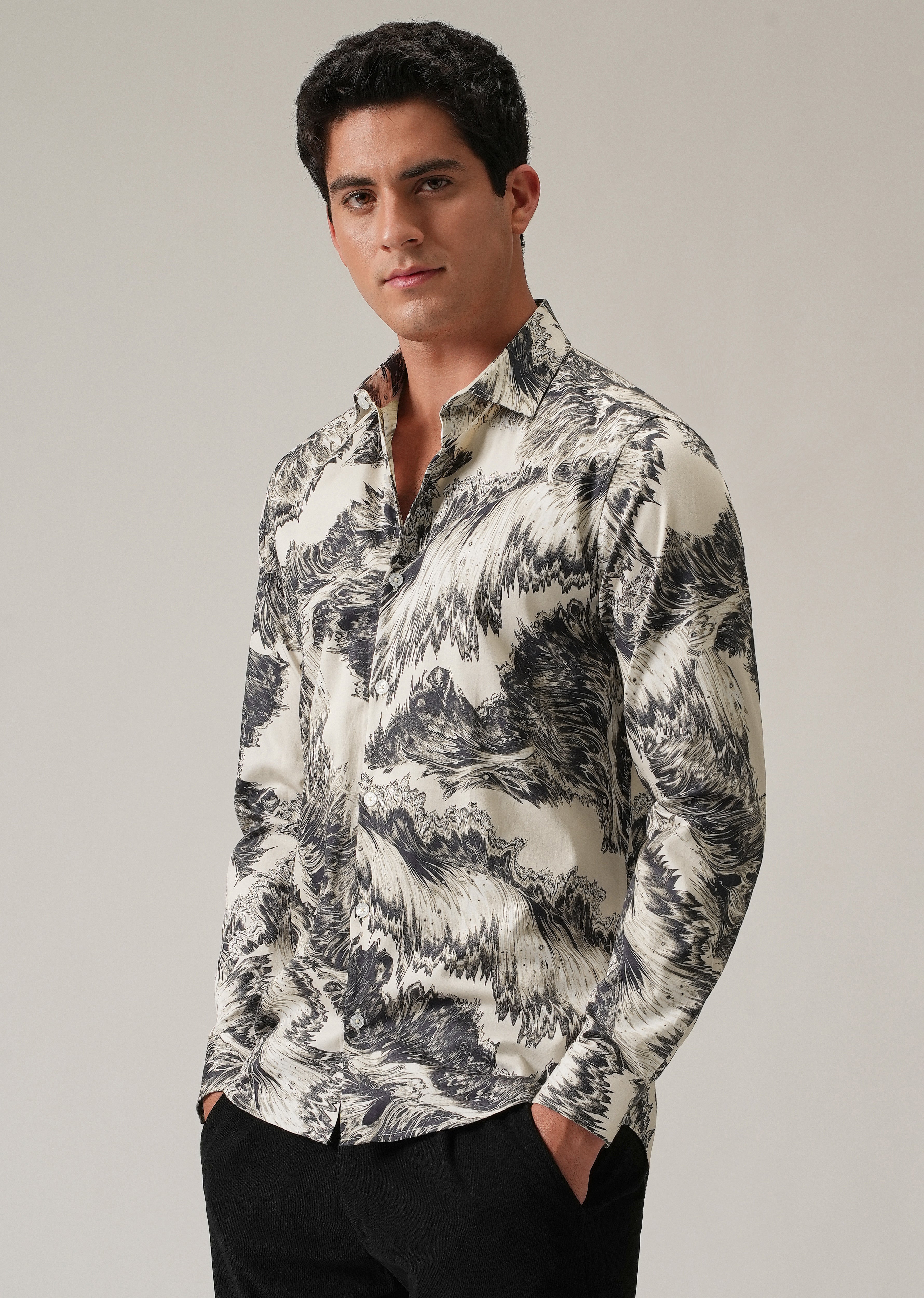 Monochrome Swirl Print Shirt