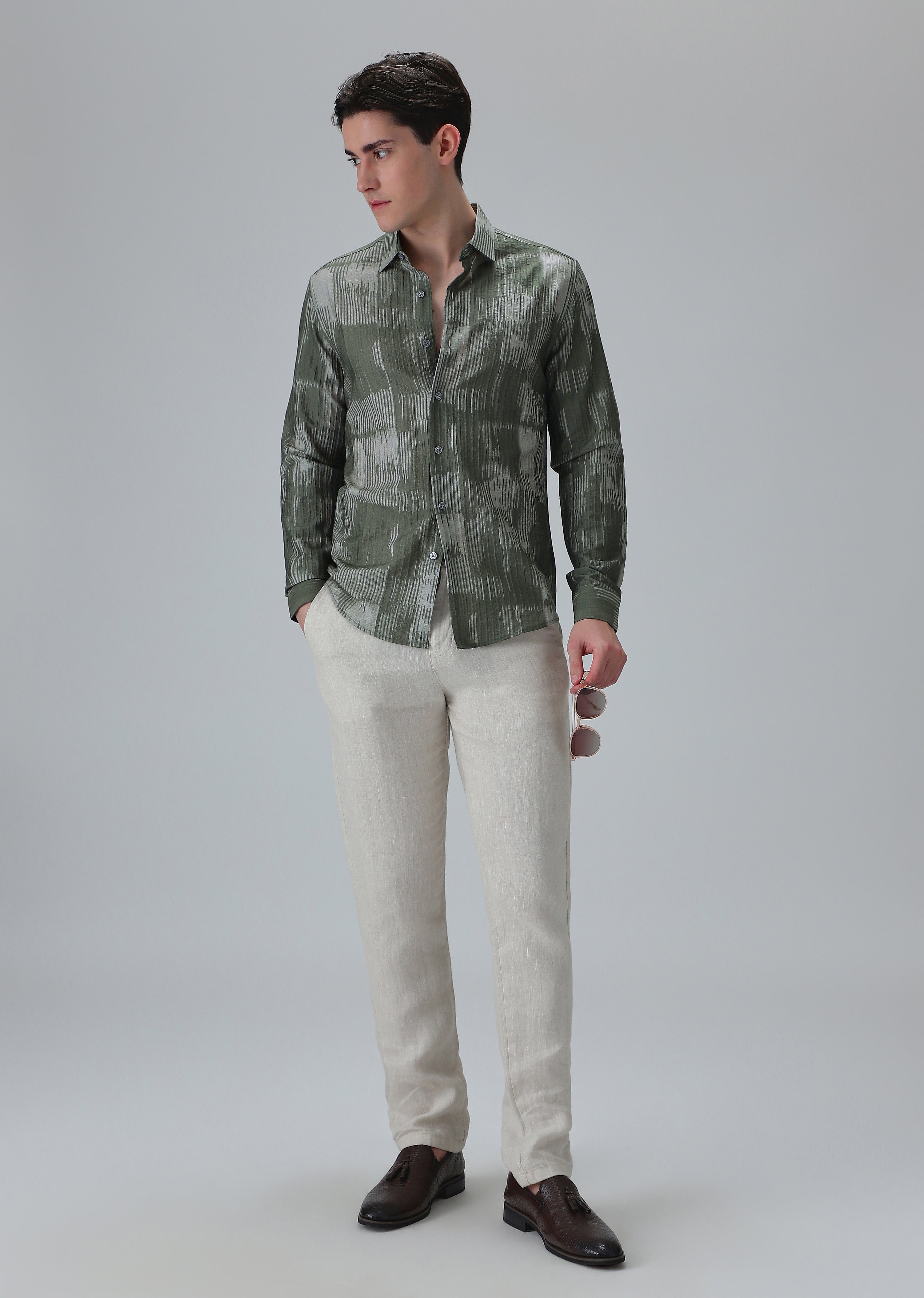 Monoline Green Printed Shirt
