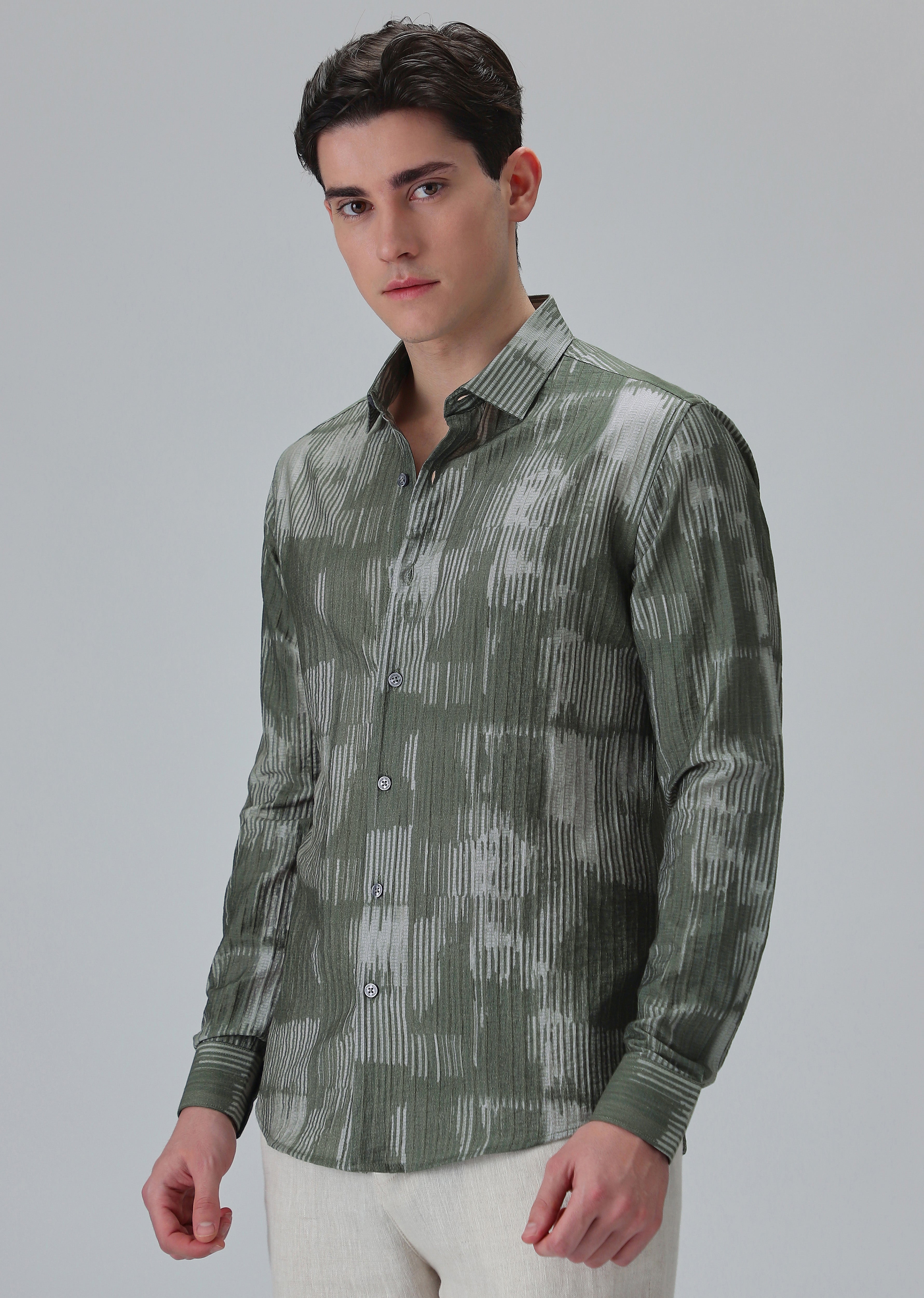 Monoline Green Printed Shirt